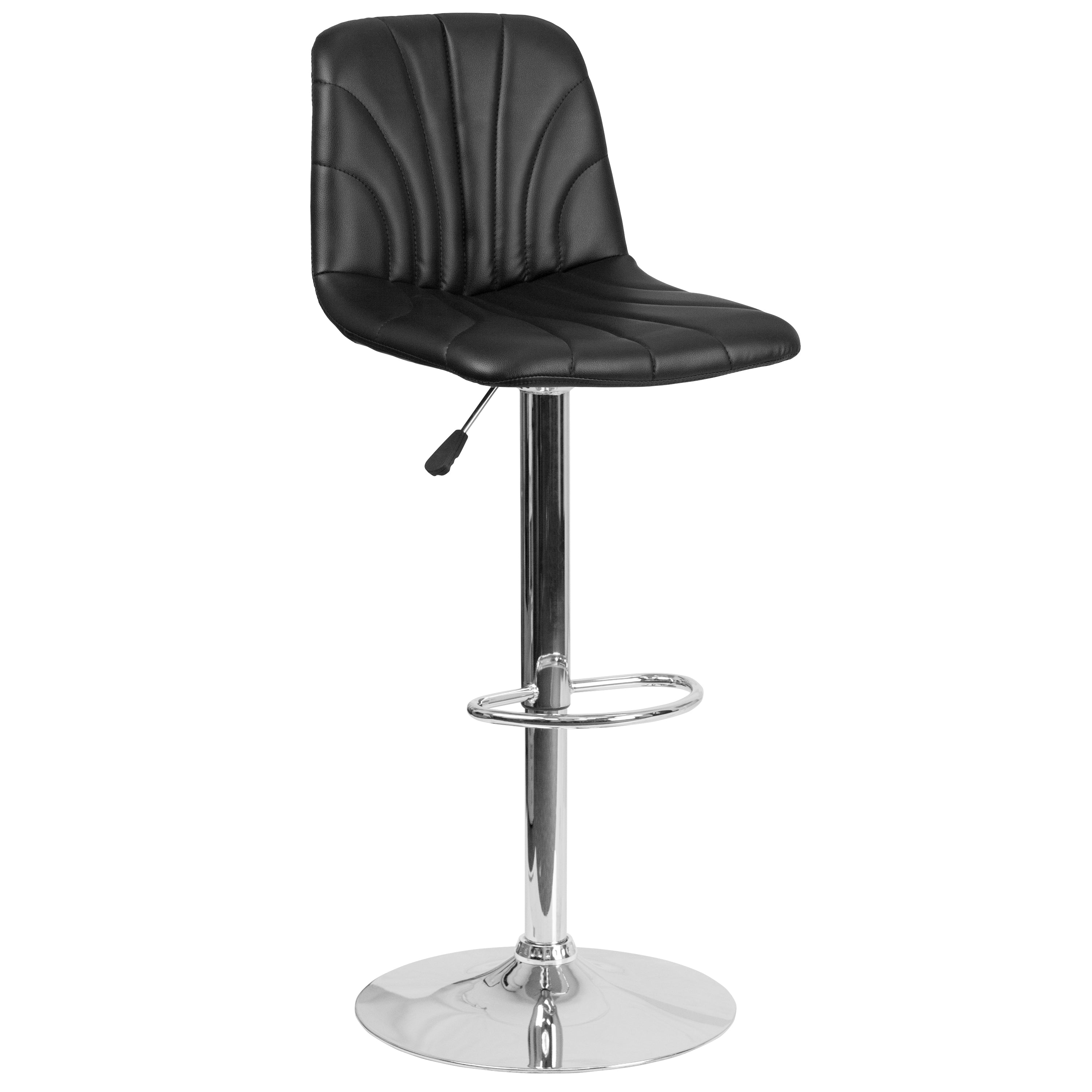 Contemporary Vinyl Adjustable Height Barstool with Embellished Stitch Design and Chrome Base-Bar Stool-Flash Furniture-Wall2Wall Furnishings