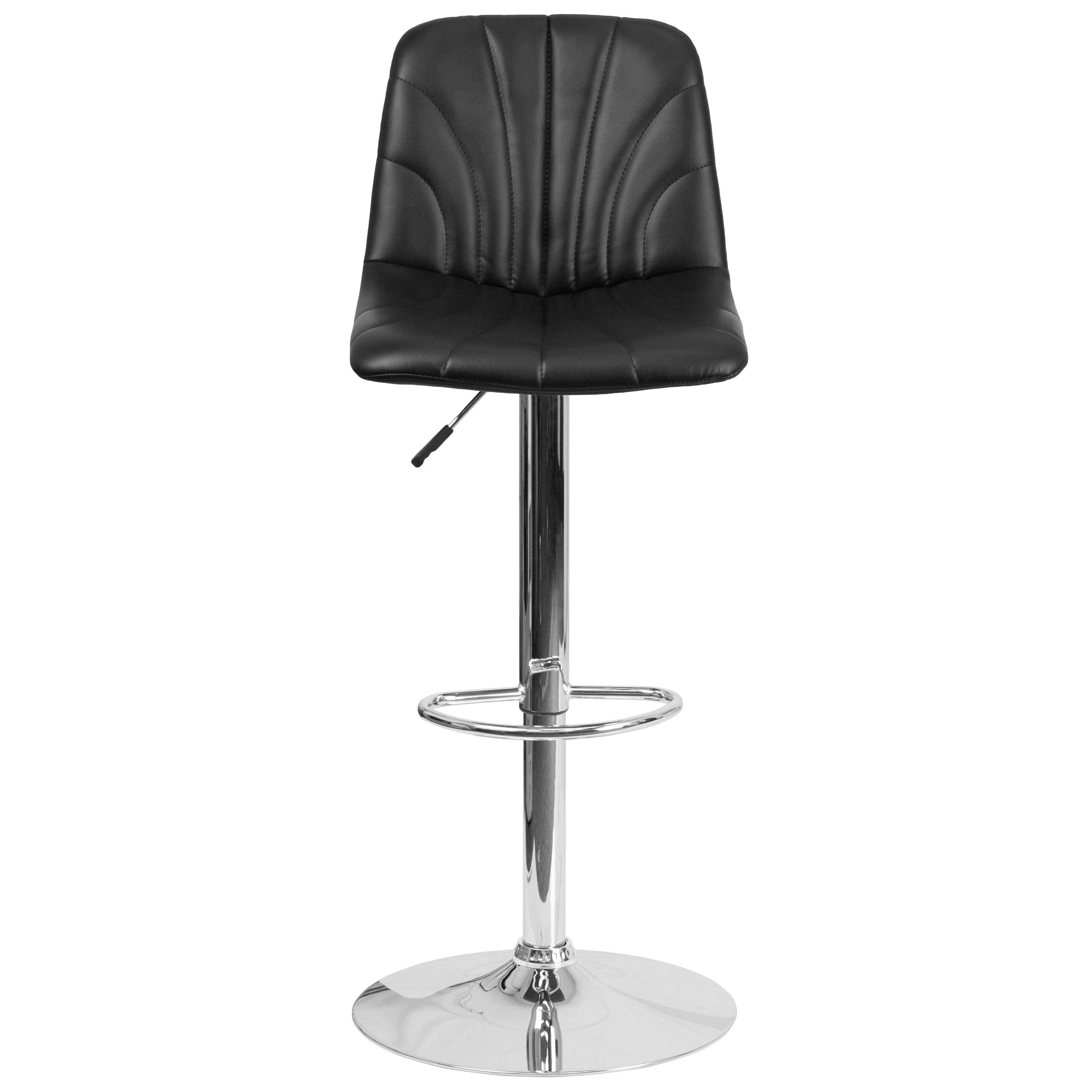 Contemporary Vinyl Adjustable Height Barstool with Embellished Stitch Design and Chrome Base-Bar Stool-Flash Furniture-Wall2Wall Furnishings