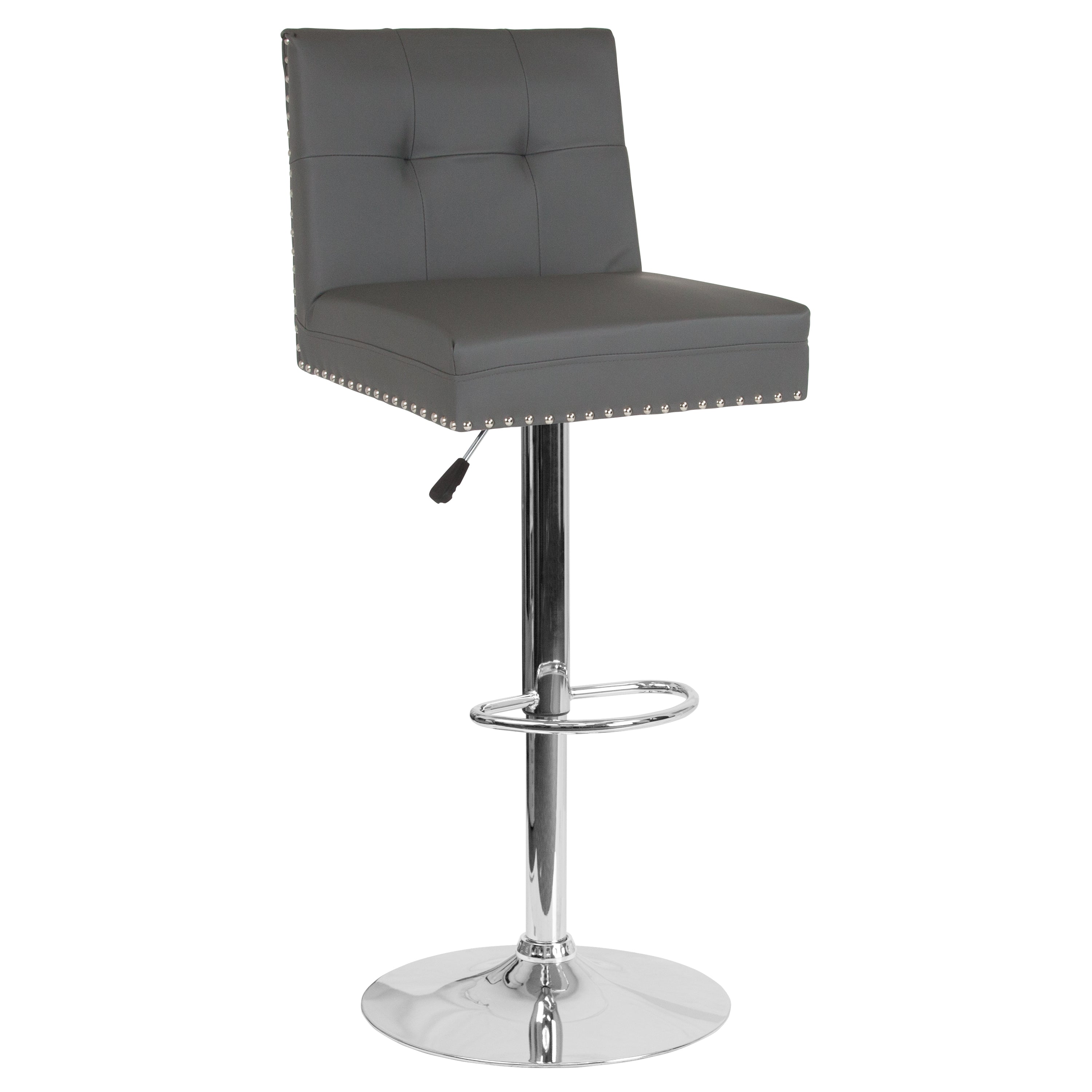 Ravello Contemporary Adjustable Height Barstool with Accent Nail Trim-Bar Stool-Flash Furniture-Wall2Wall Furnishings