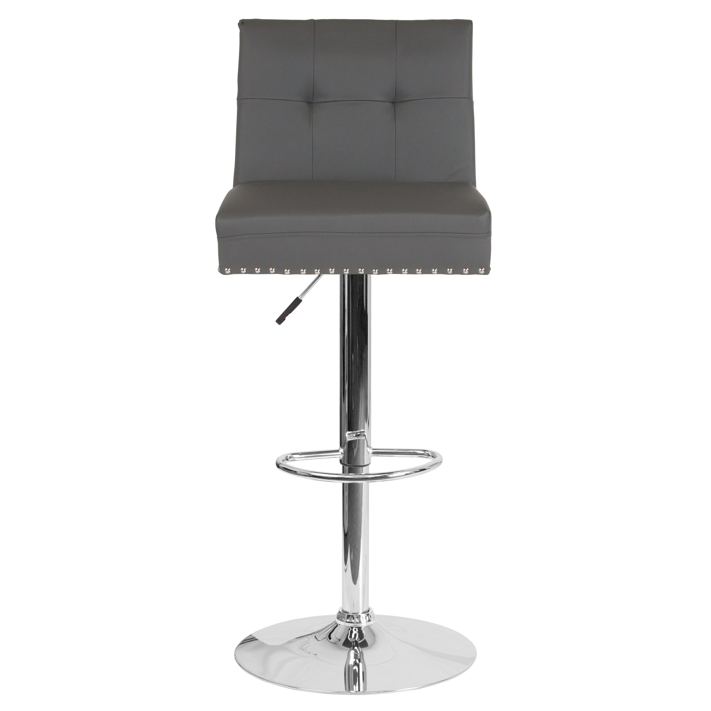 Ravello Contemporary Adjustable Height Barstool with Accent Nail Trim-Bar Stool-Flash Furniture-Wall2Wall Furnishings