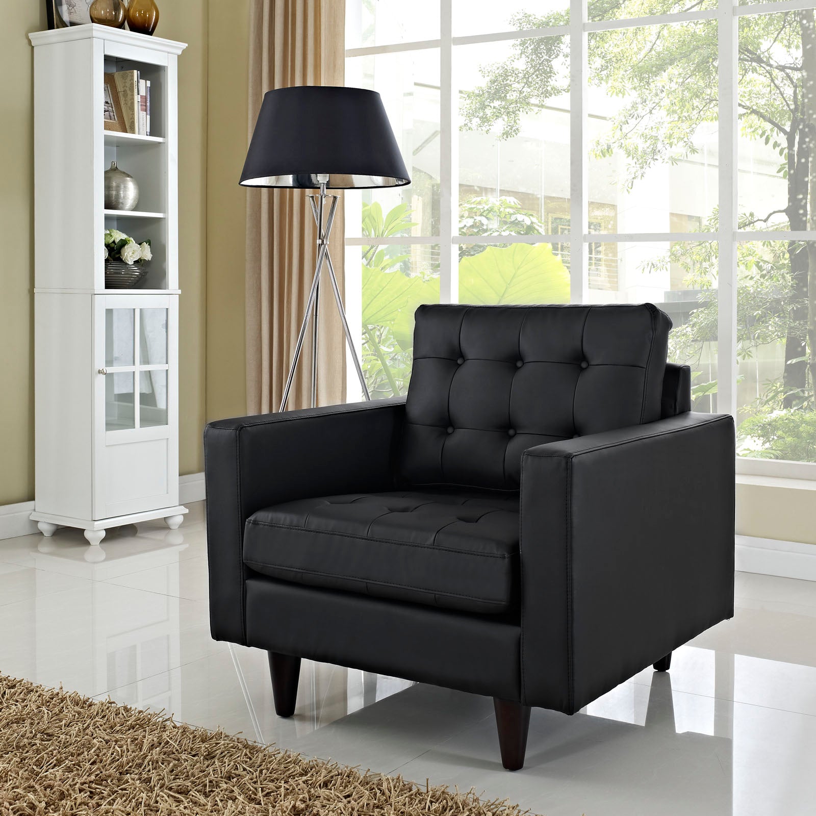 Empress Bonded Leather Armchair-Arm Chair-Modway-Wall2Wall Furnishings