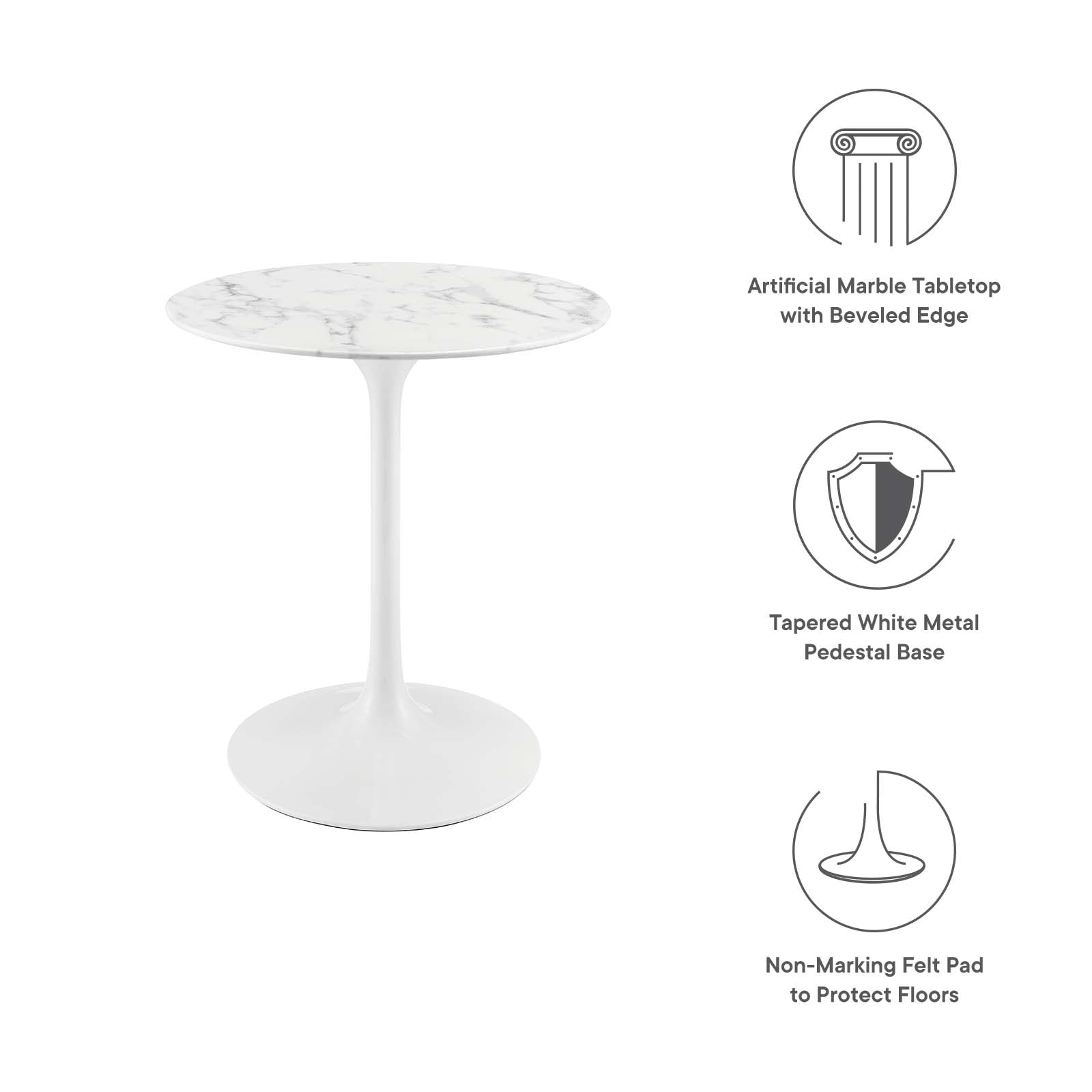 Lippa 28" Round Artificial Marble Dining Table-Dining Table-Modway-Wall2Wall Furnishings