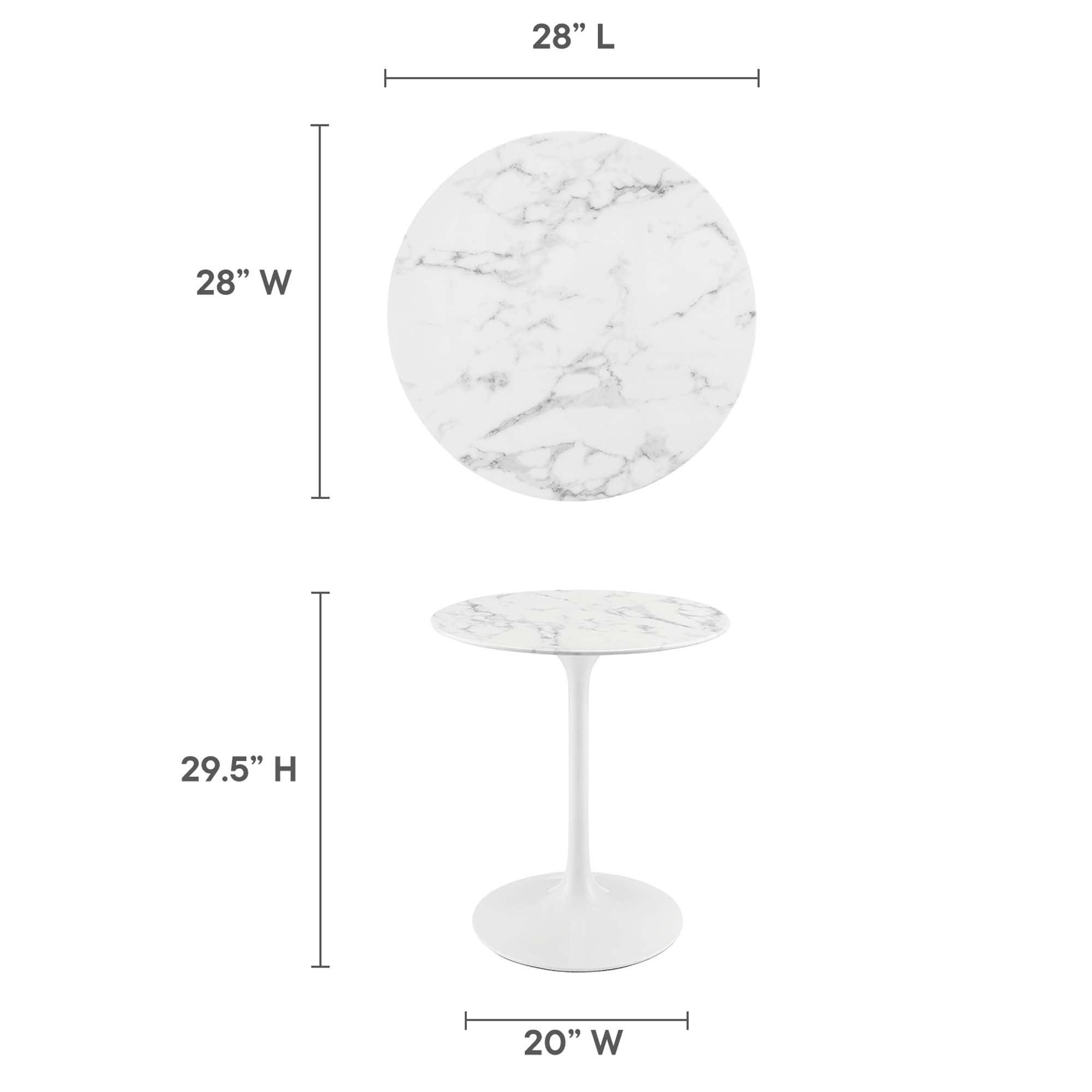 Lippa 28" Round Faux Marble Dining Table