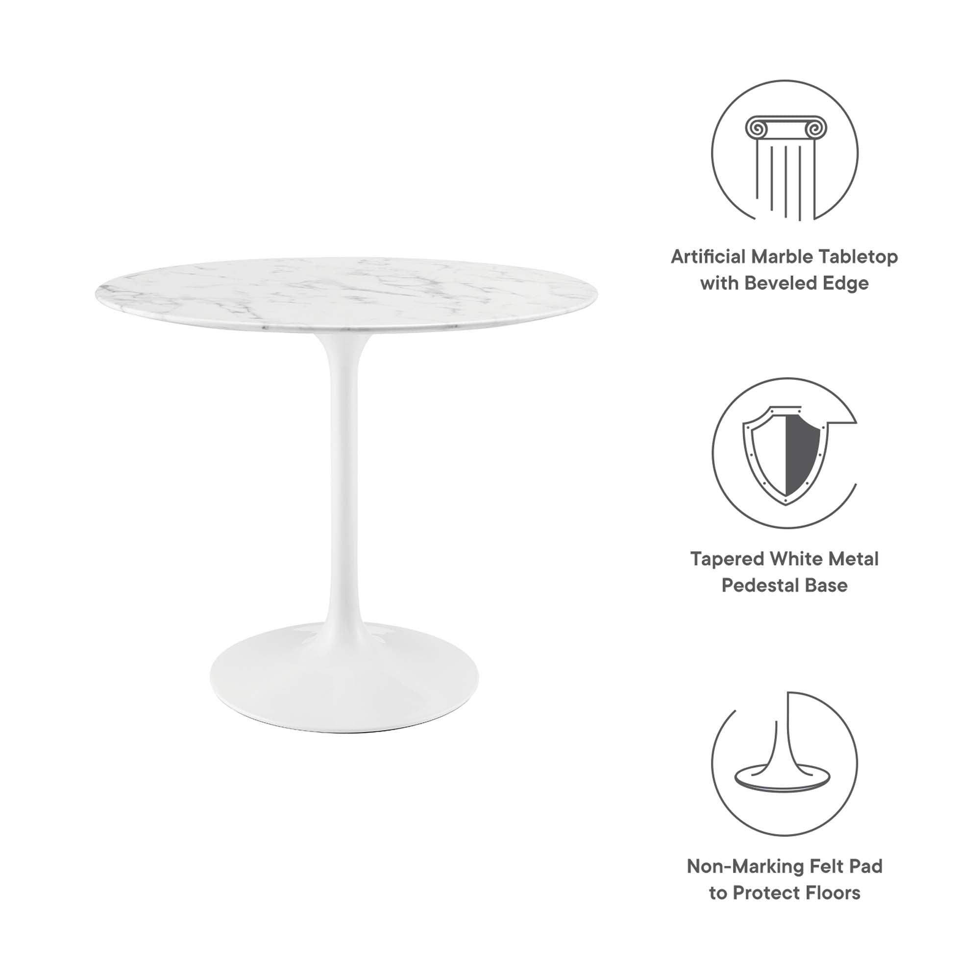 Lippa 36" Round Faux Marble Dining Table