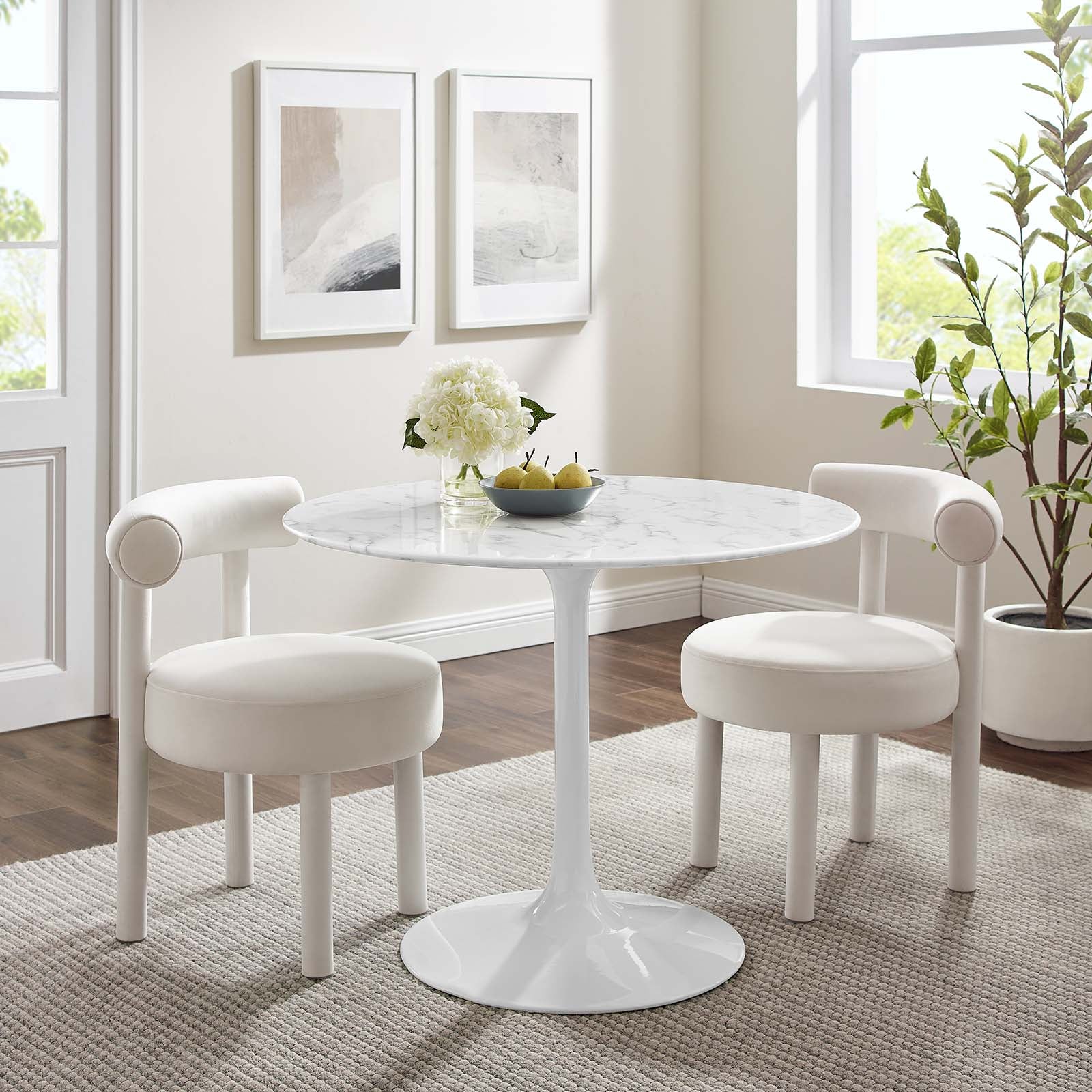 Lippa 40" Round Artificial Marble Dining Table-Dining Table-Modway-Wall2Wall Furnishings