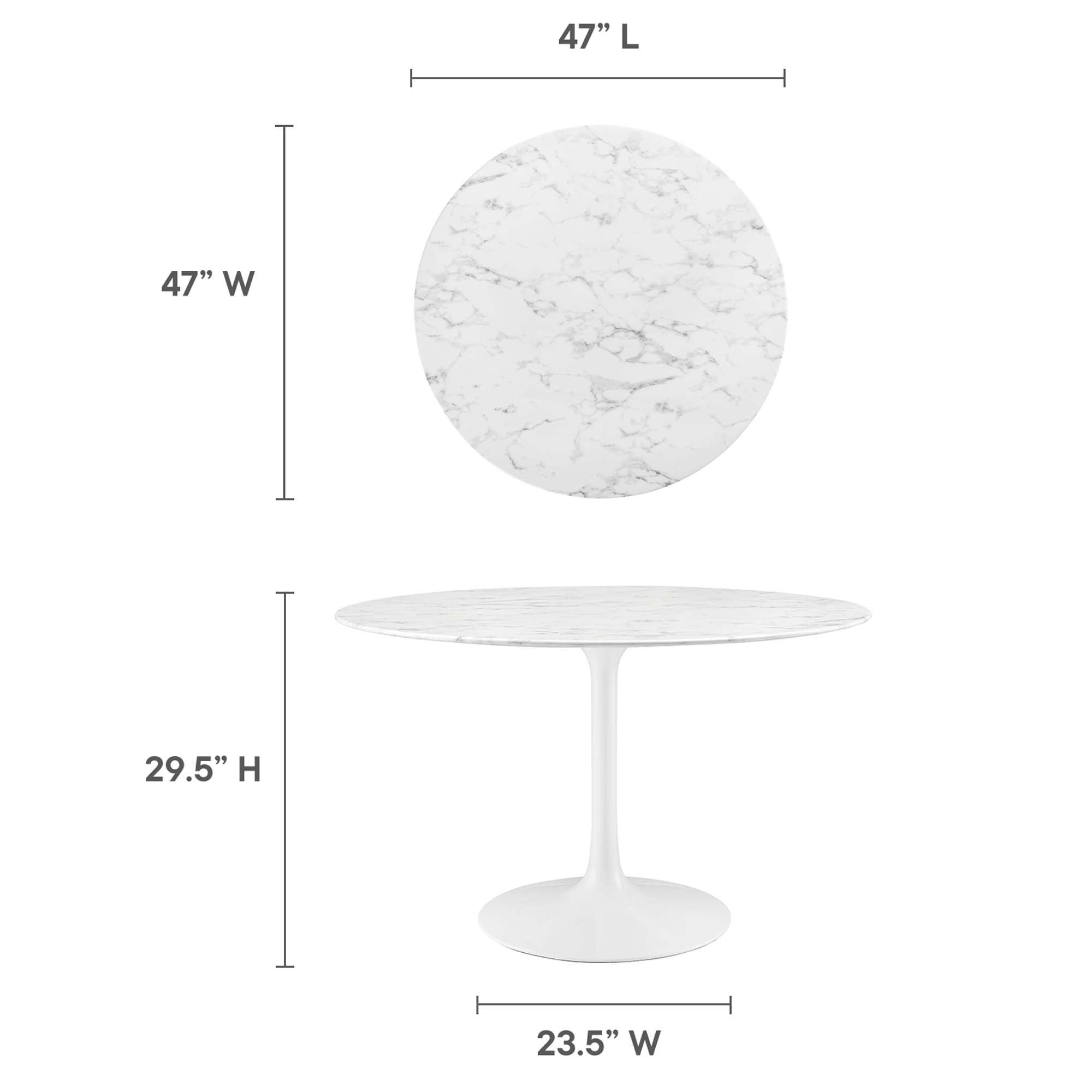 Lippa 48" Round Faux Marble Dining Table