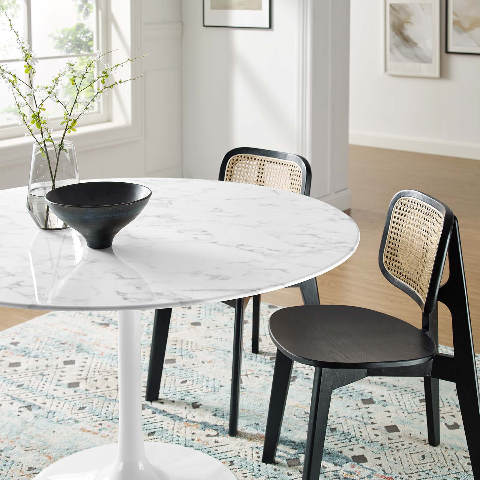 Lippa 47" Round Artificial Marble Dining Table-Dining Table-Modway-Wall2Wall Furnishings
