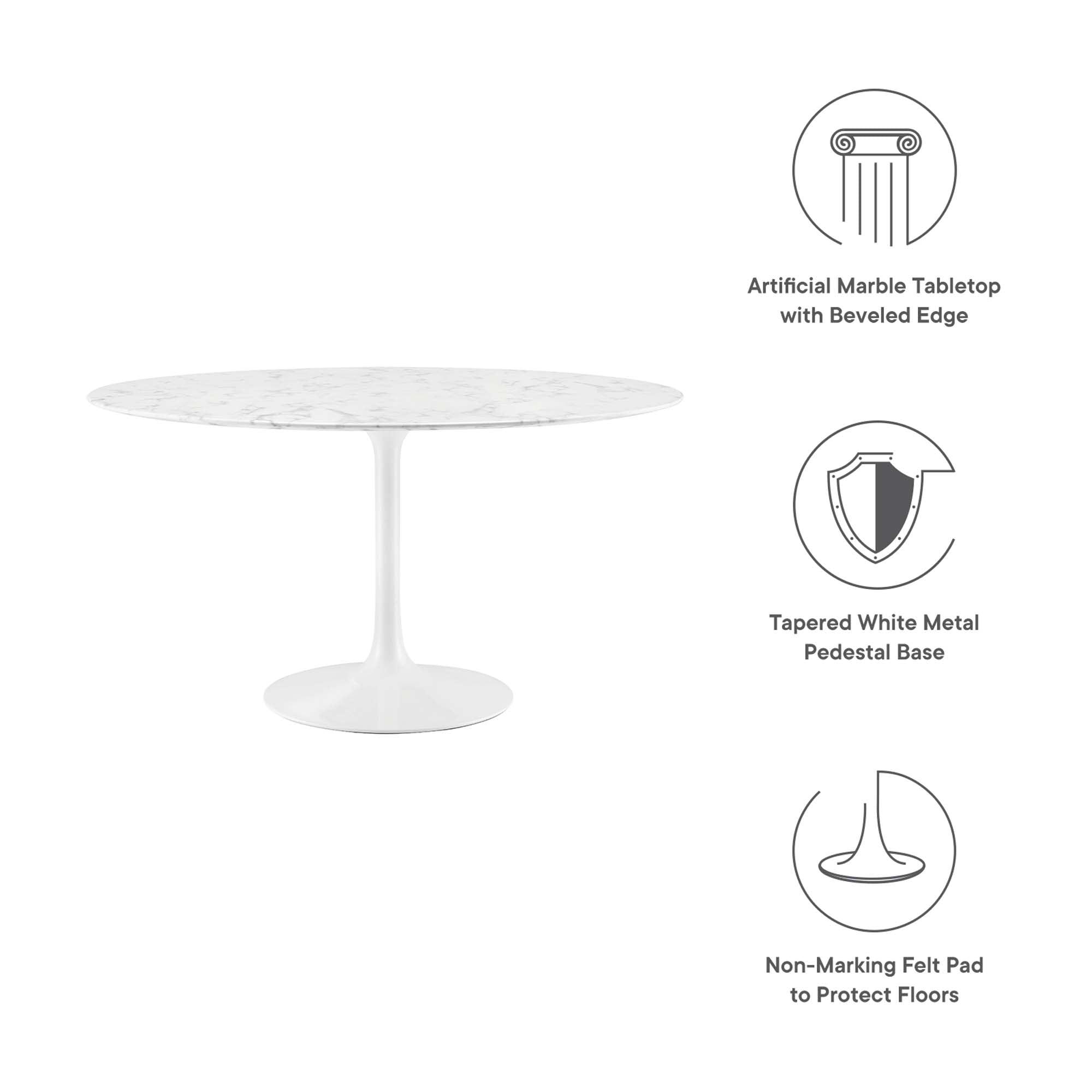 Lippa 54" Round Faux Marble Dining Table