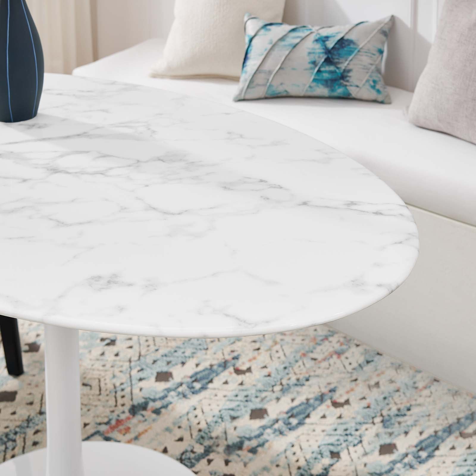Lippa 54" Oval Artificial Marble Dining Table-Dining Table-Modway-Wall2Wall Furnishings