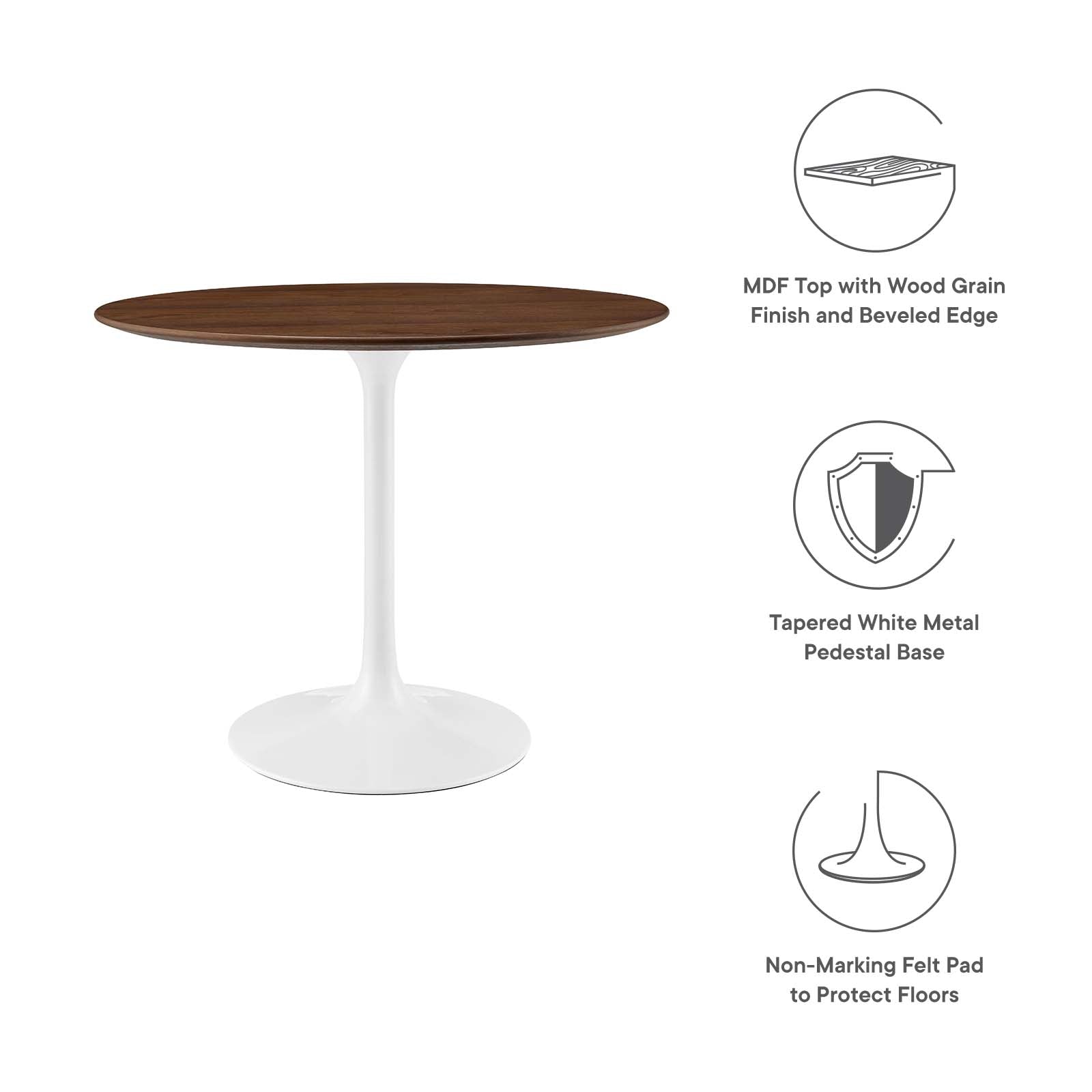 Lippa 36" Round Walnut Dining Table-Dining Table-Modway-Wall2Wall Furnishings