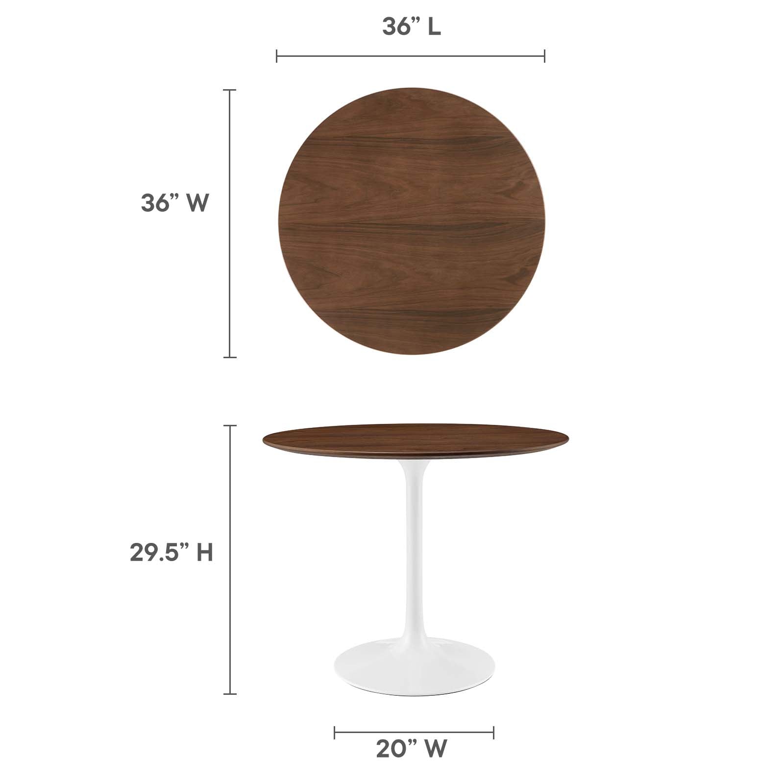 Lippa 36" Round Walnut Dining Table-Dining Table-Modway-Wall2Wall Furnishings