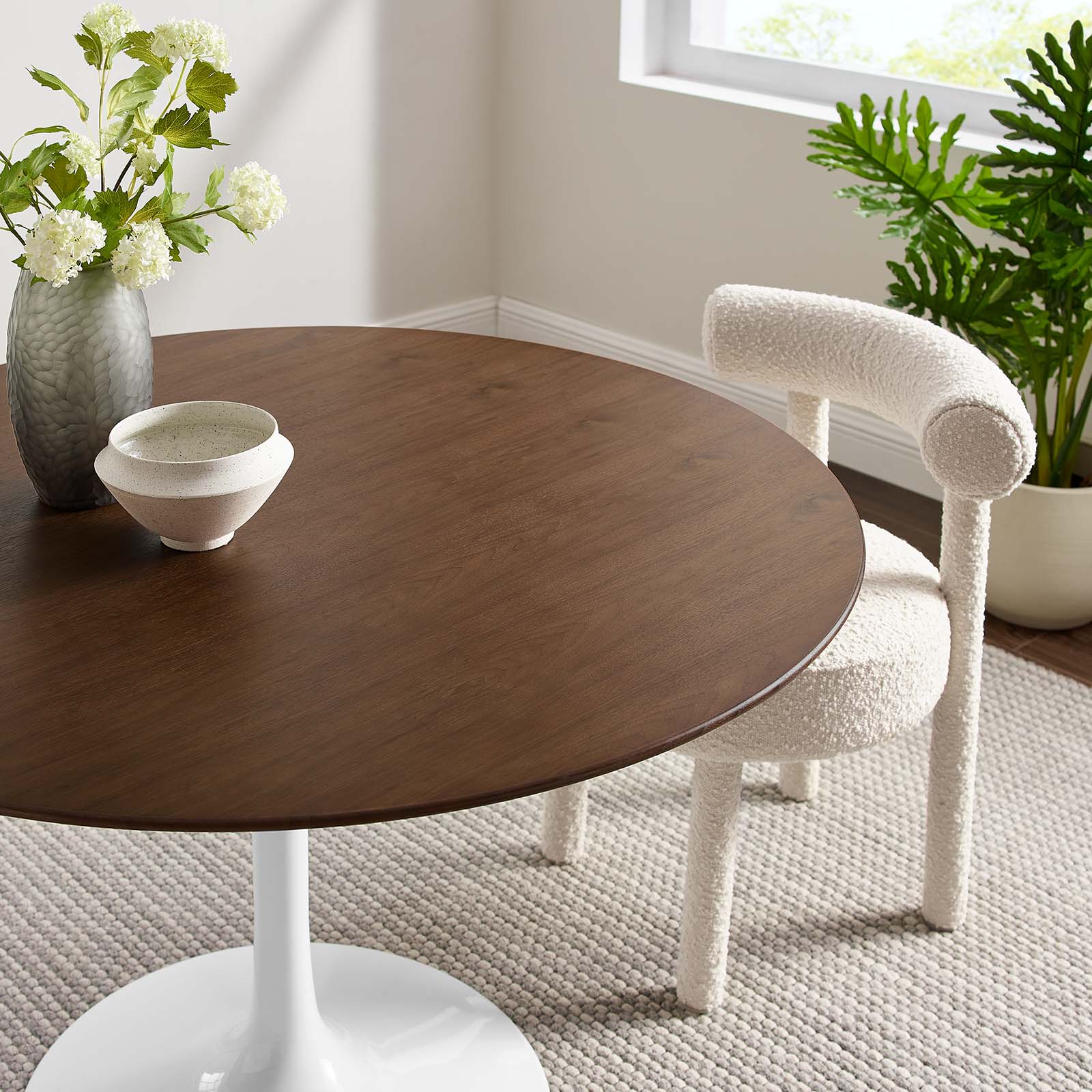 Lippa 47" Round Walnut Dining Table-Dining Table-Modway-Wall2Wall Furnishings