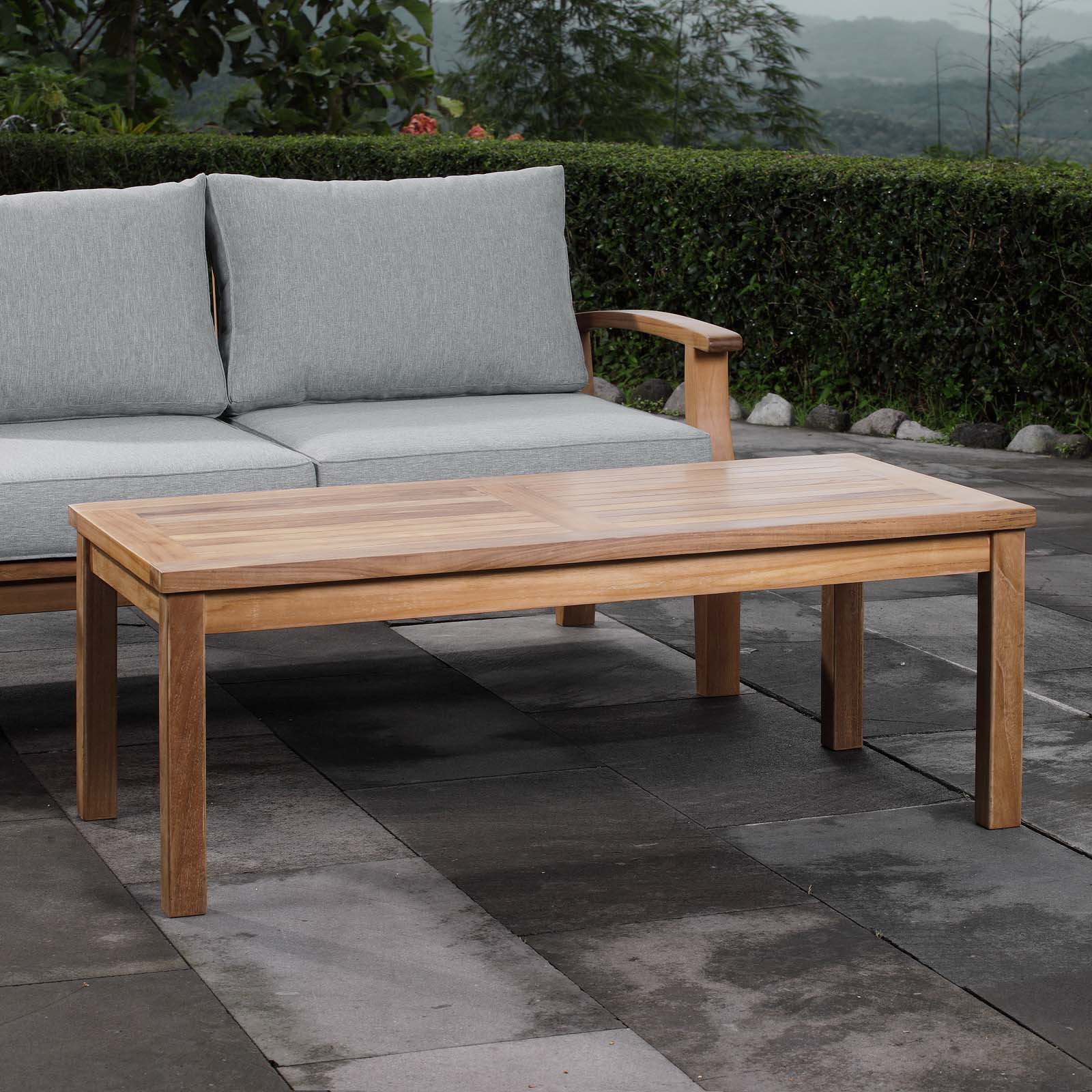 Marina Outdoor Patio Teak Rectangle Coffee Table-Outdoor Coffee Table-Modway-Wall2Wall Furnishings