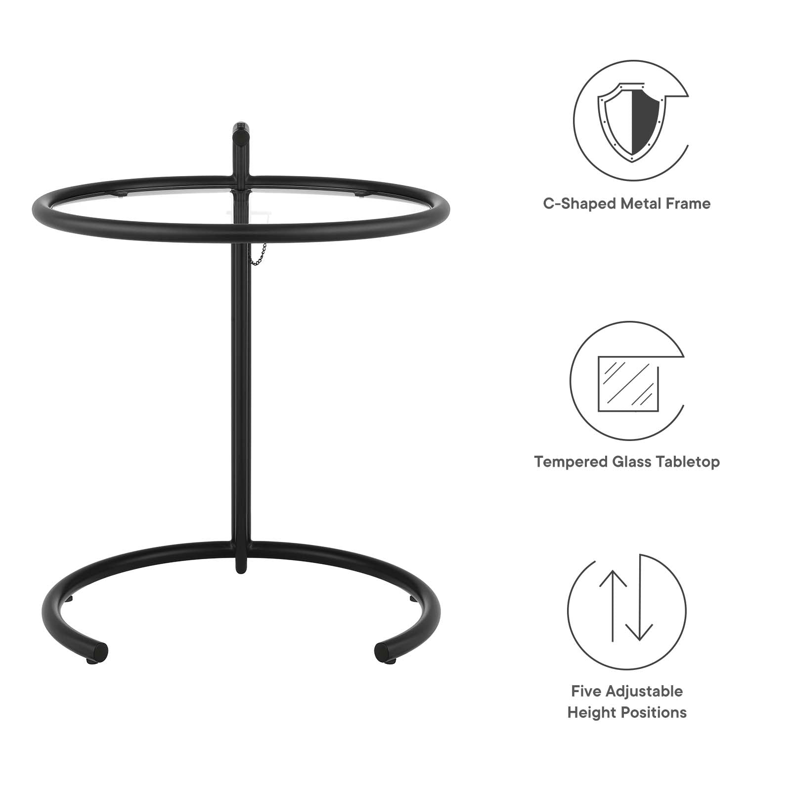 Eileen Gray Metal Side Table-Table-Modway-Wall2Wall Furnishings