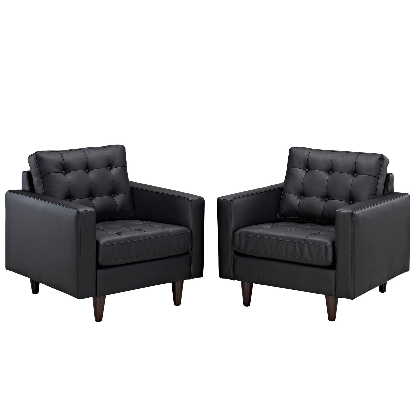 Empress Armchair Leather Set of 2-Sofa Set-Modway-Wall2Wall Furnishings