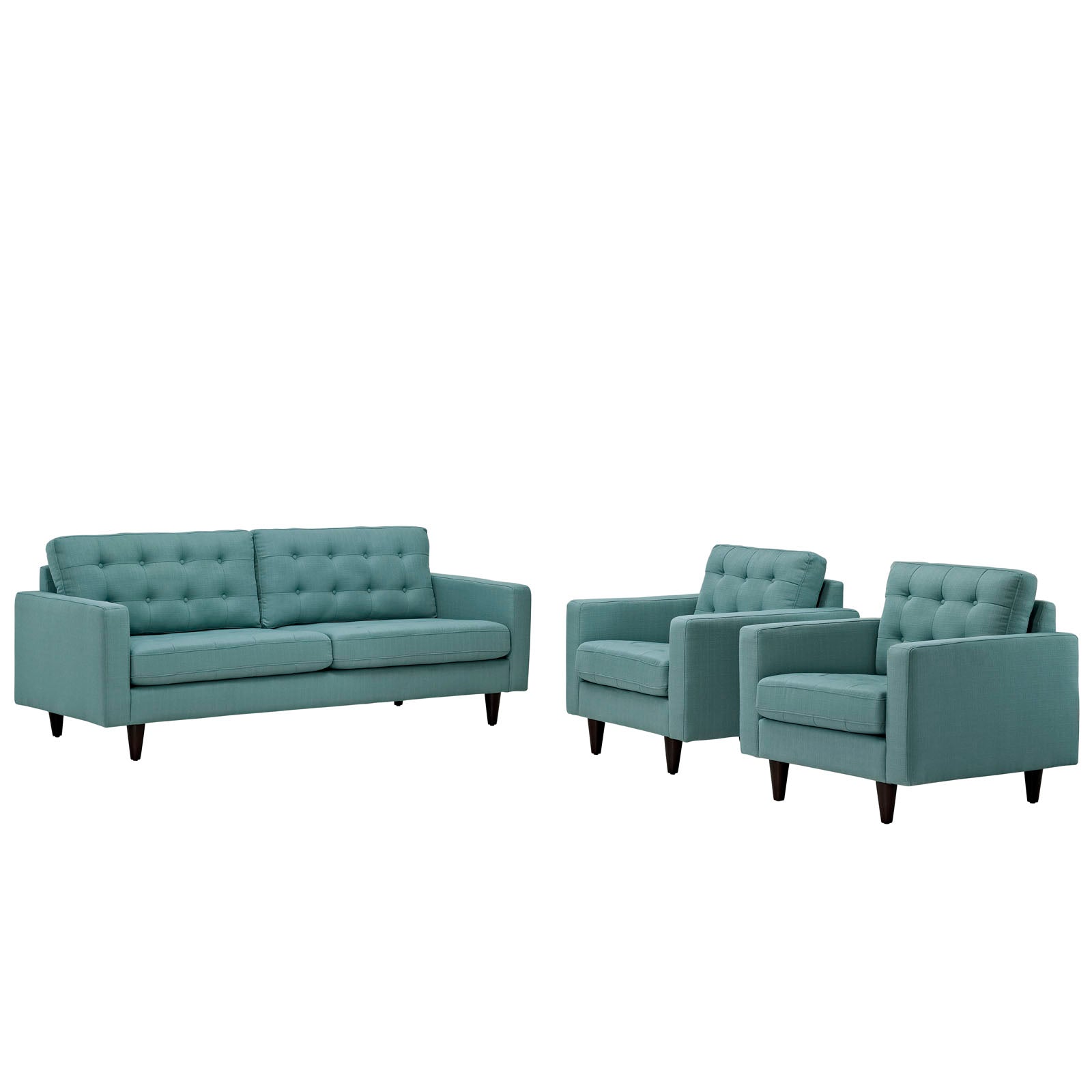 Empress Sofa and Armchairs Set of 3-Sofa Set-Modway-Wall2Wall Furnishings