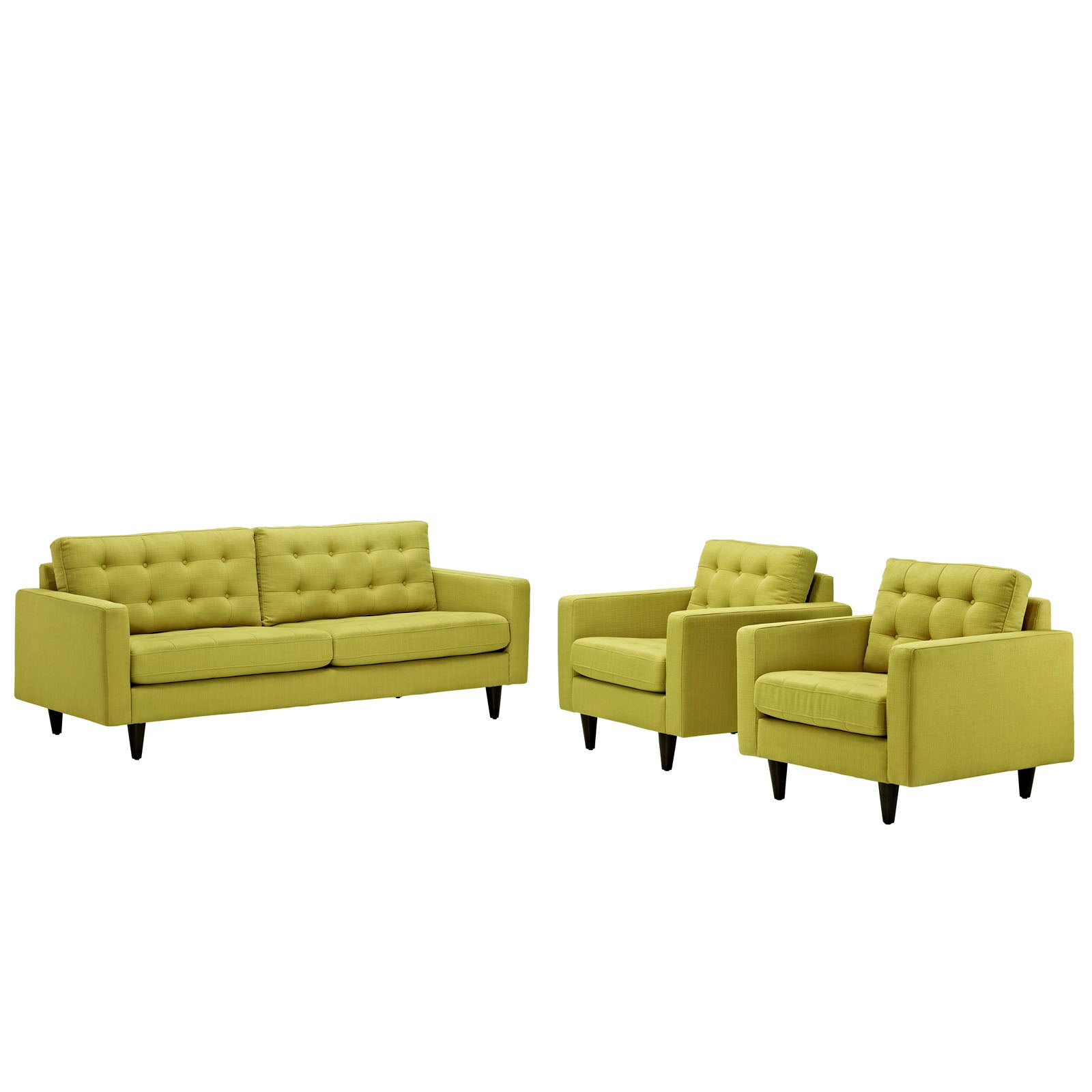 Empress Sofa and Armchairs Set of 3-Sofa Set-Modway-Wall2Wall Furnishings