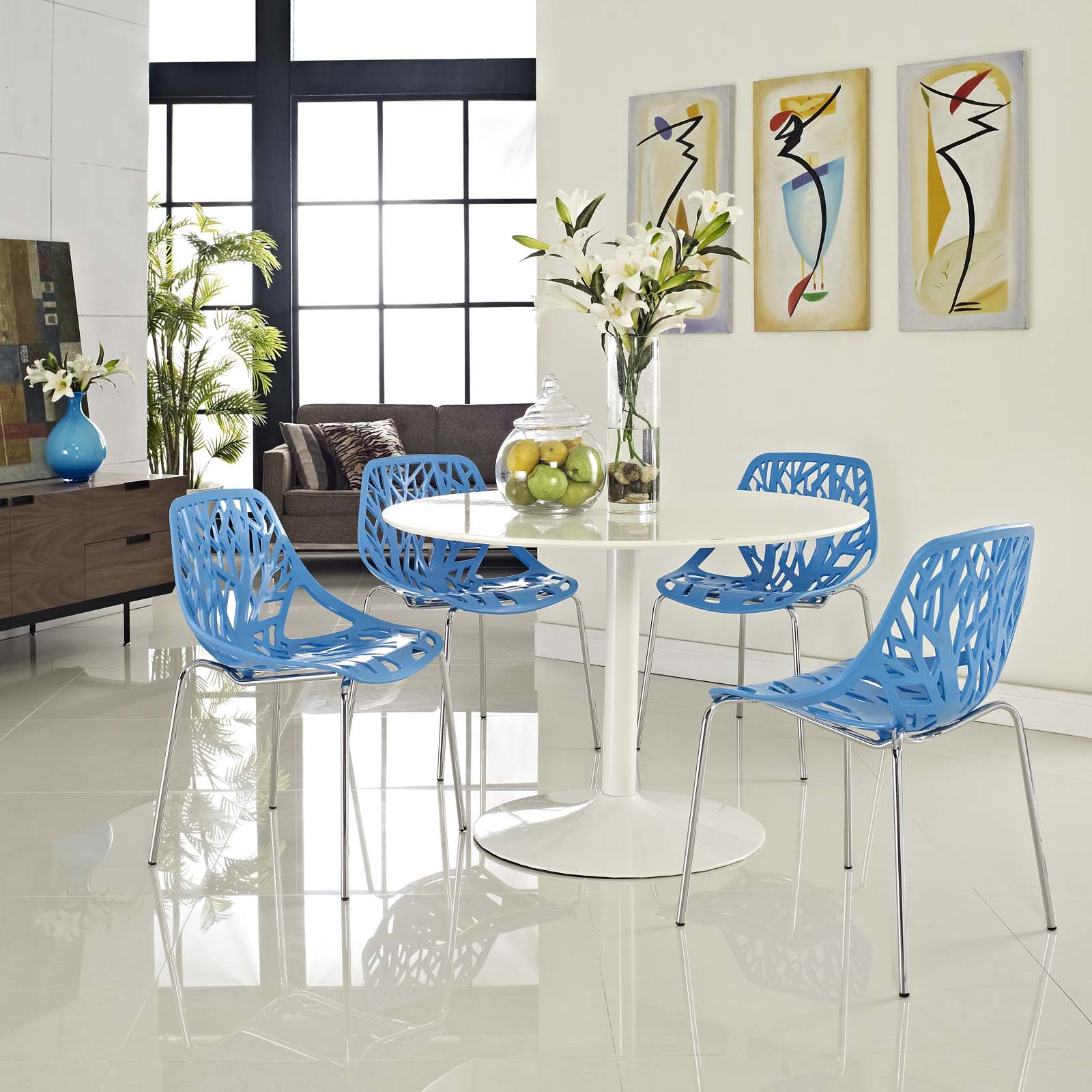 Stencil Dining Side Chair Set of 4-Dining Chair-Modway-Wall2Wall Furnishings