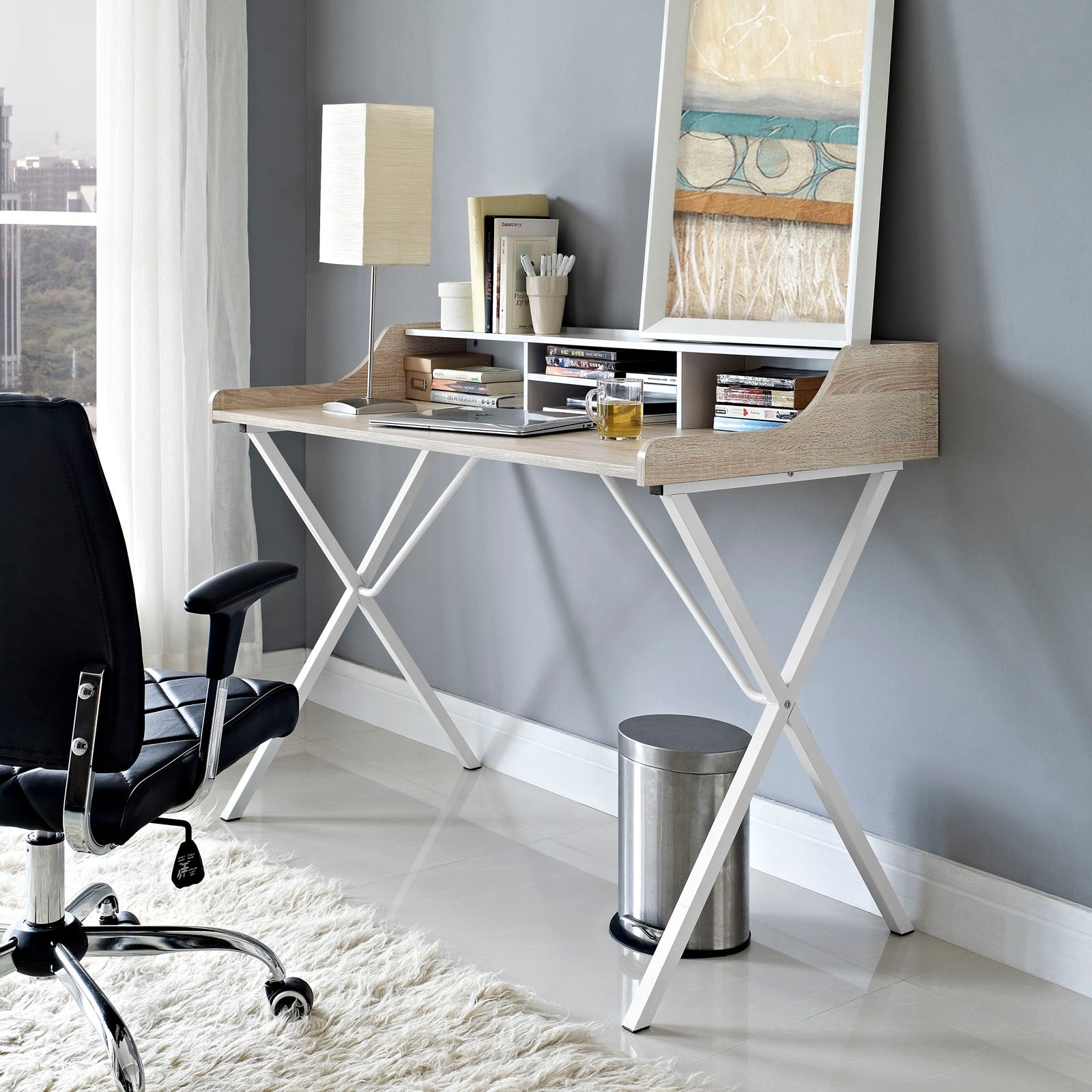 Bin Office Desk-Desk-Modway-Wall2Wall Furnishings