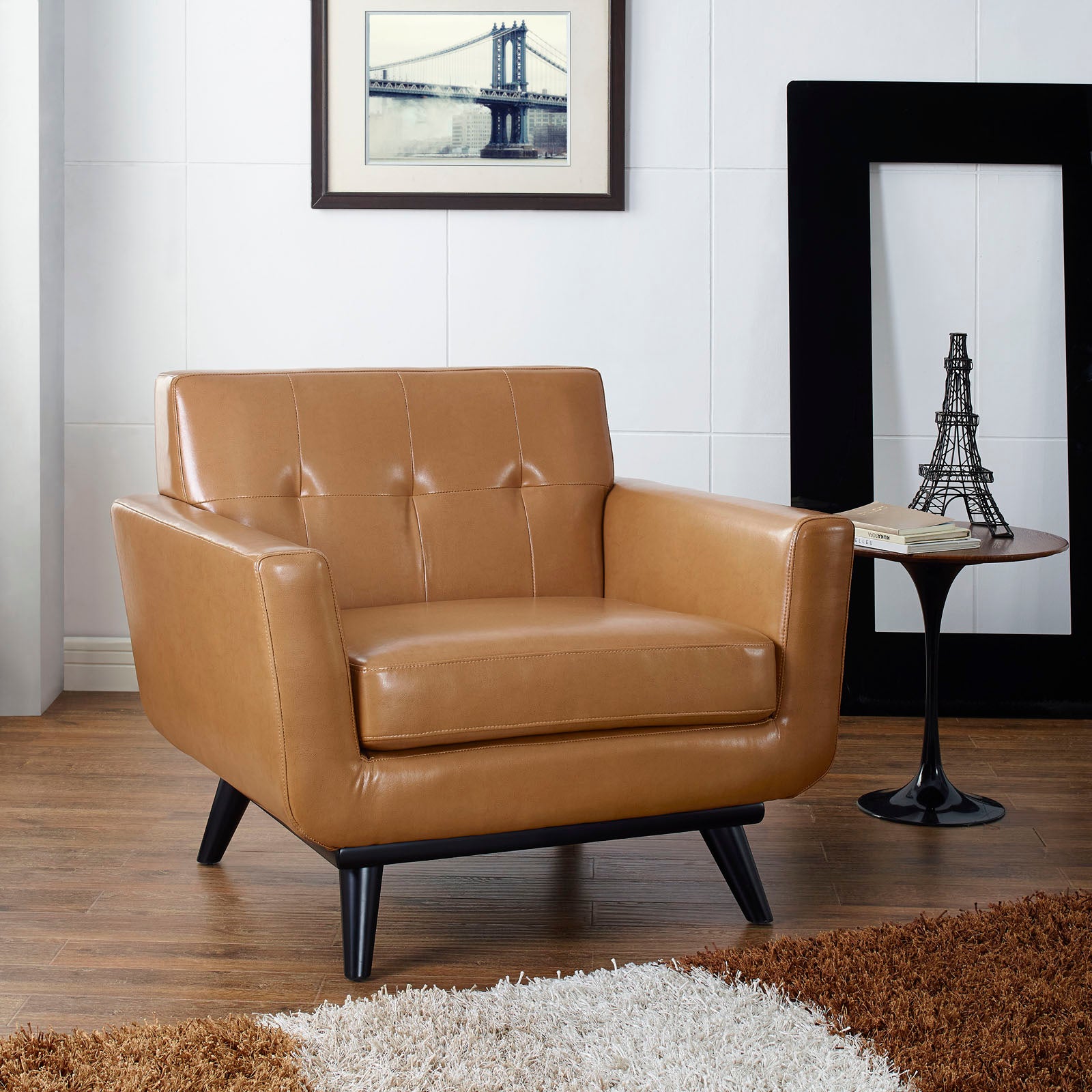 Engage Bonded Leather Armchair-Arm Chair-Modway-Wall2Wall Furnishings
