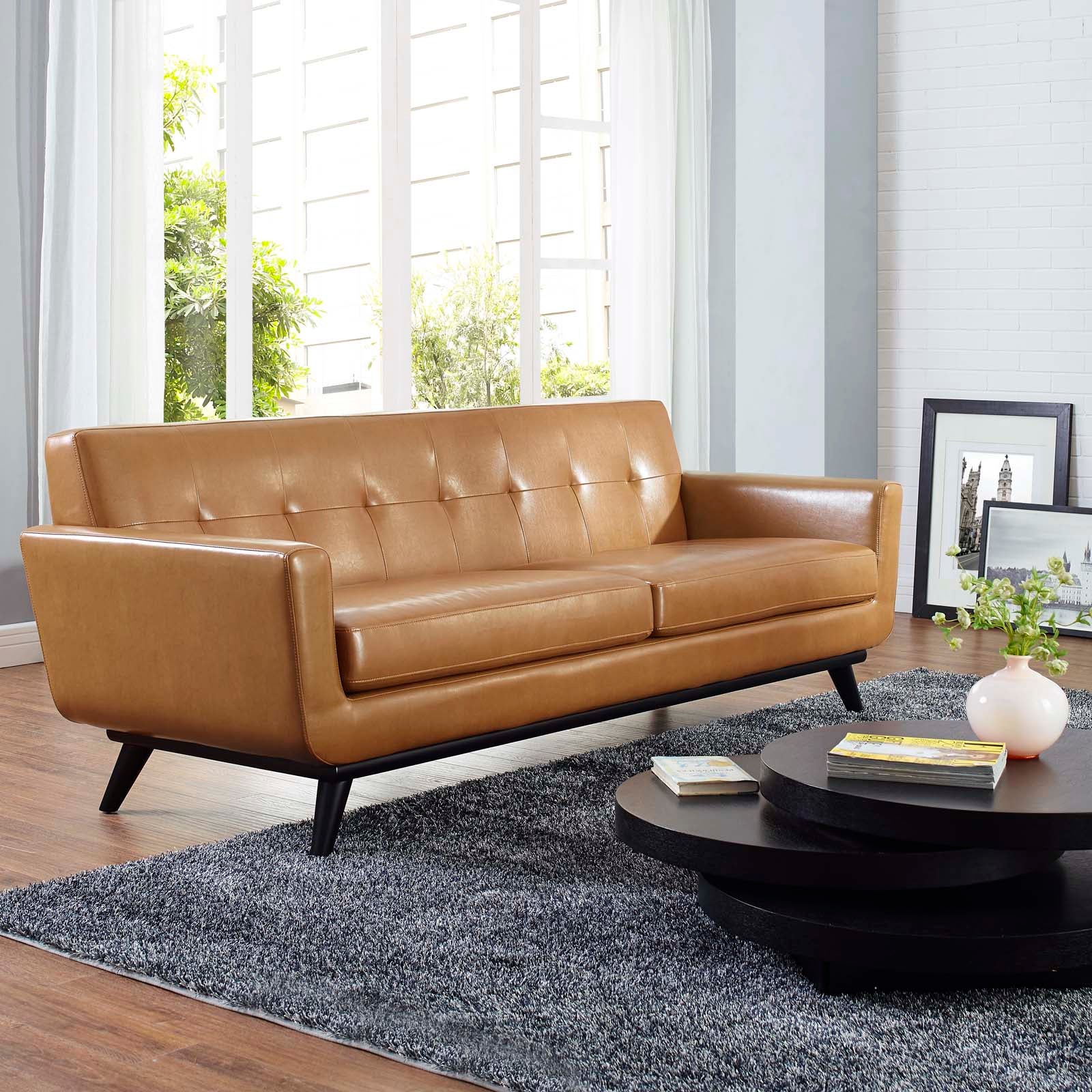 Engage Bonded Leather Sofa-Sofa-Modway-Wall2Wall Furnishings