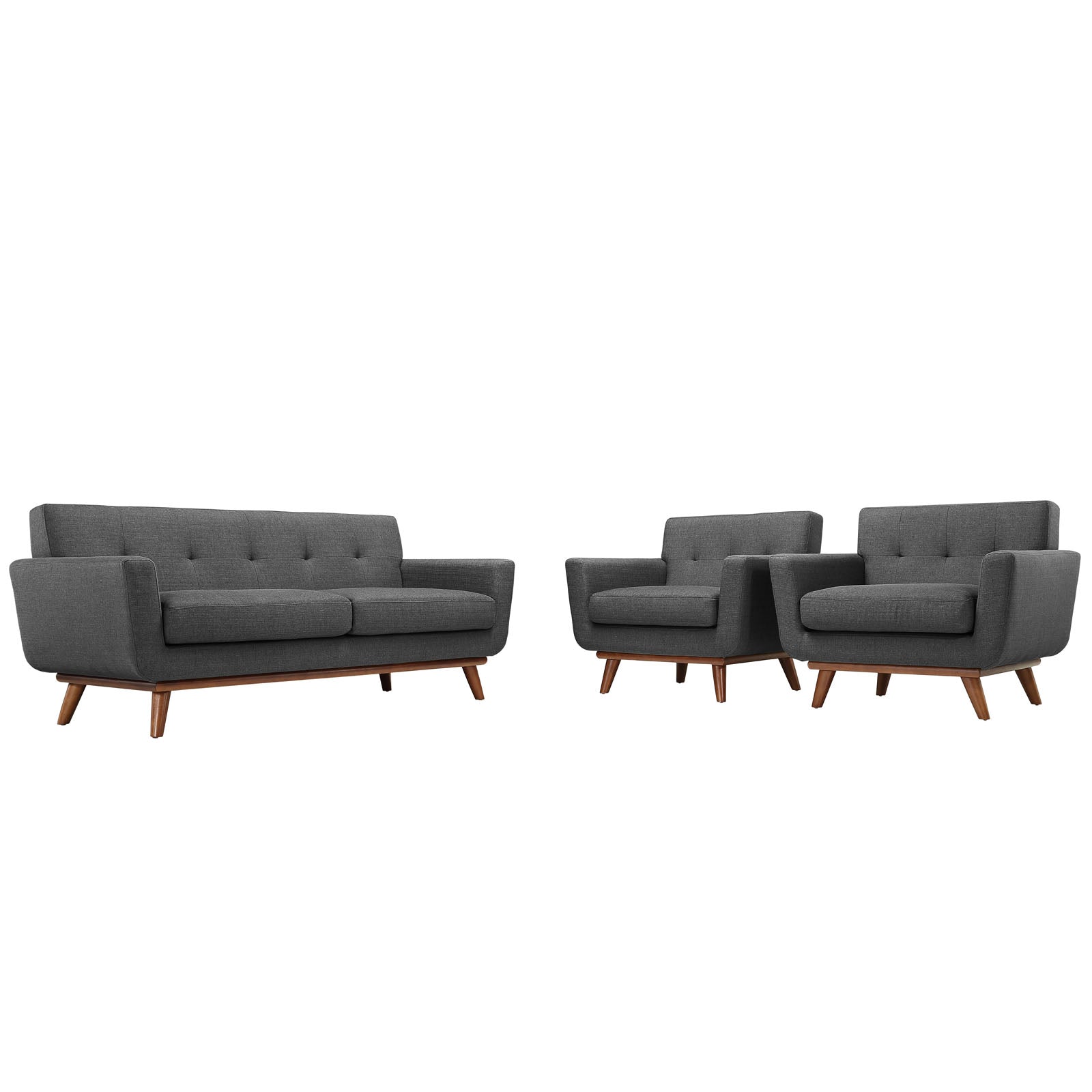 Engage Armchairs and Loveseat Set of 3-Sofa Set-Modway-Wall2Wall Furnishings