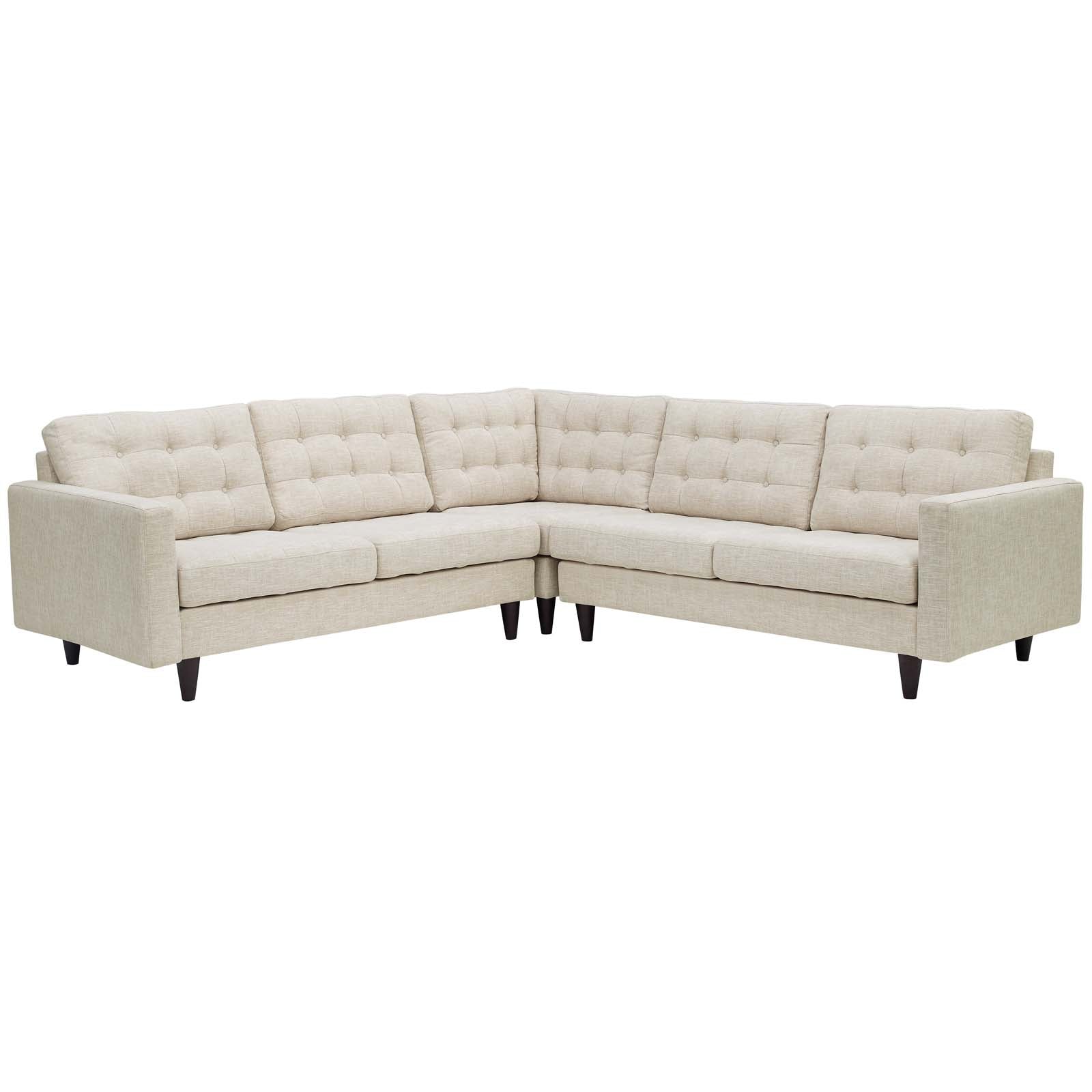 Empress 3 Piece Upholstered Fabric Sectional Sofa Set-Sectional-Modway-Wall2Wall Furnishings
