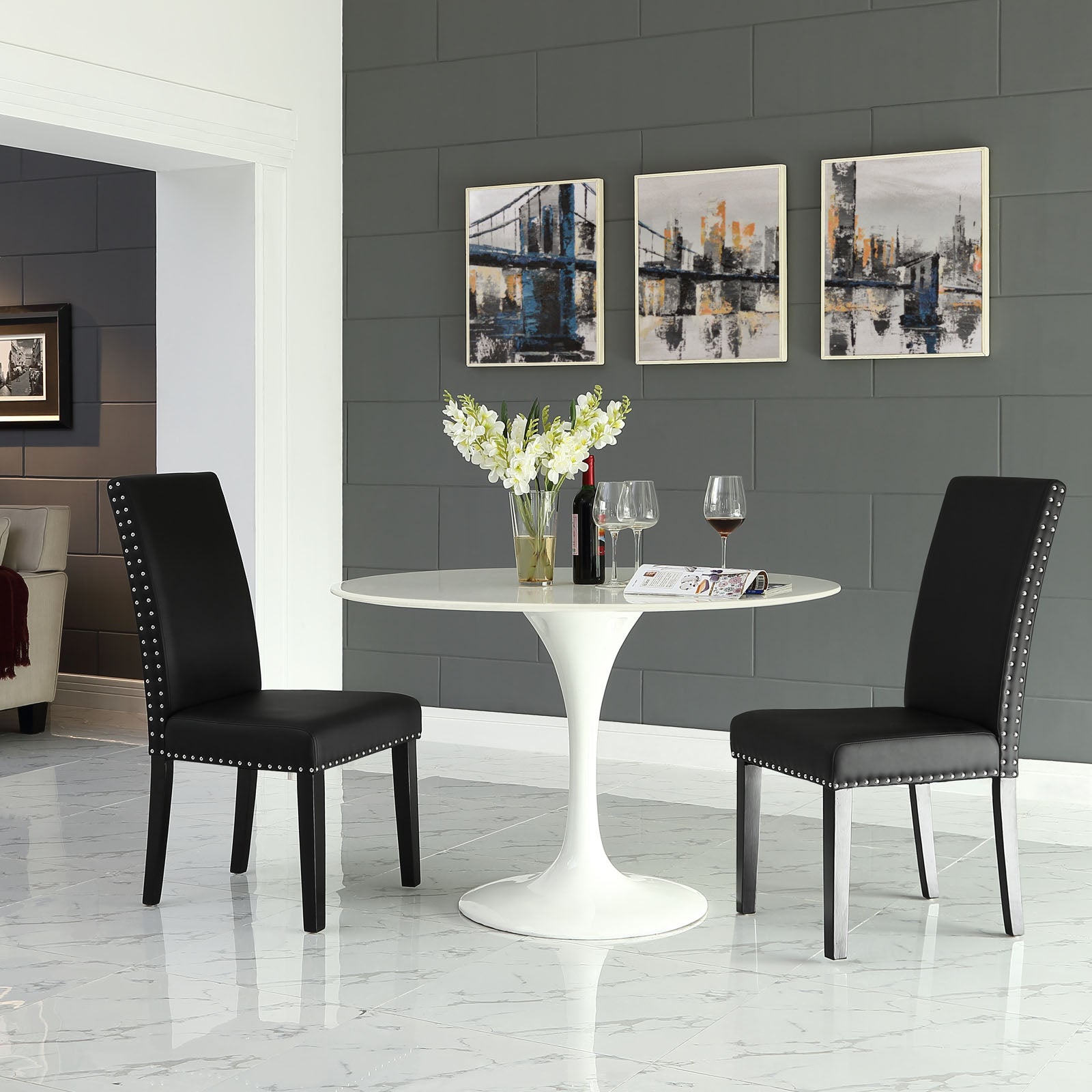 Parcel Dining Faux Leather Side Chair-Dining Chair-Modway-Wall2Wall Furnishings