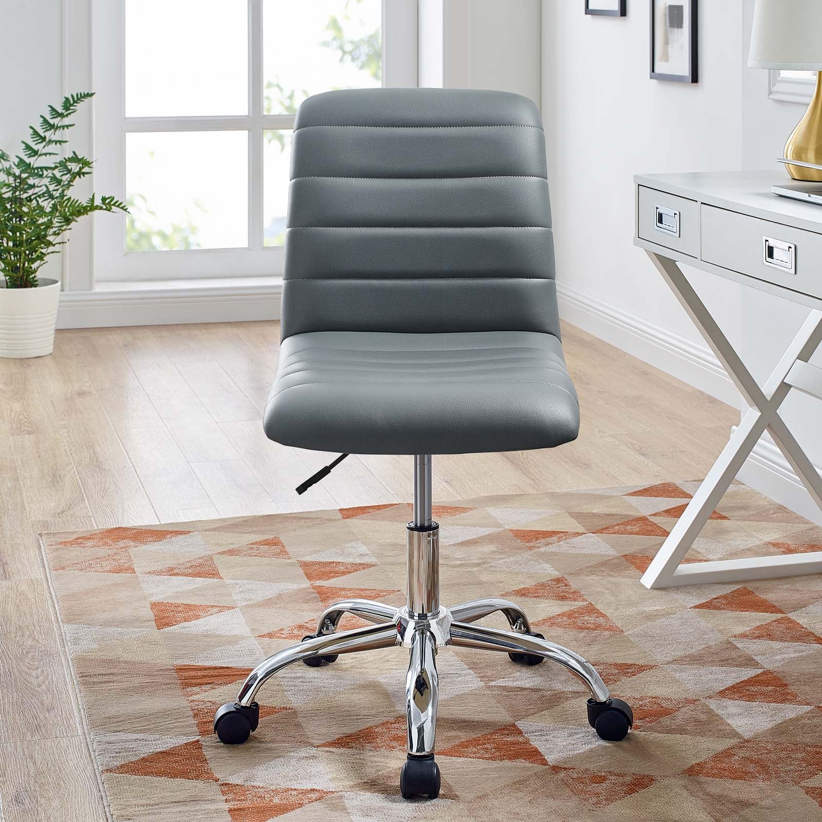 Ripple Armless Mid Back Vinyl Office Chair-Office Chair-Modway-Wall2Wall Furnishings