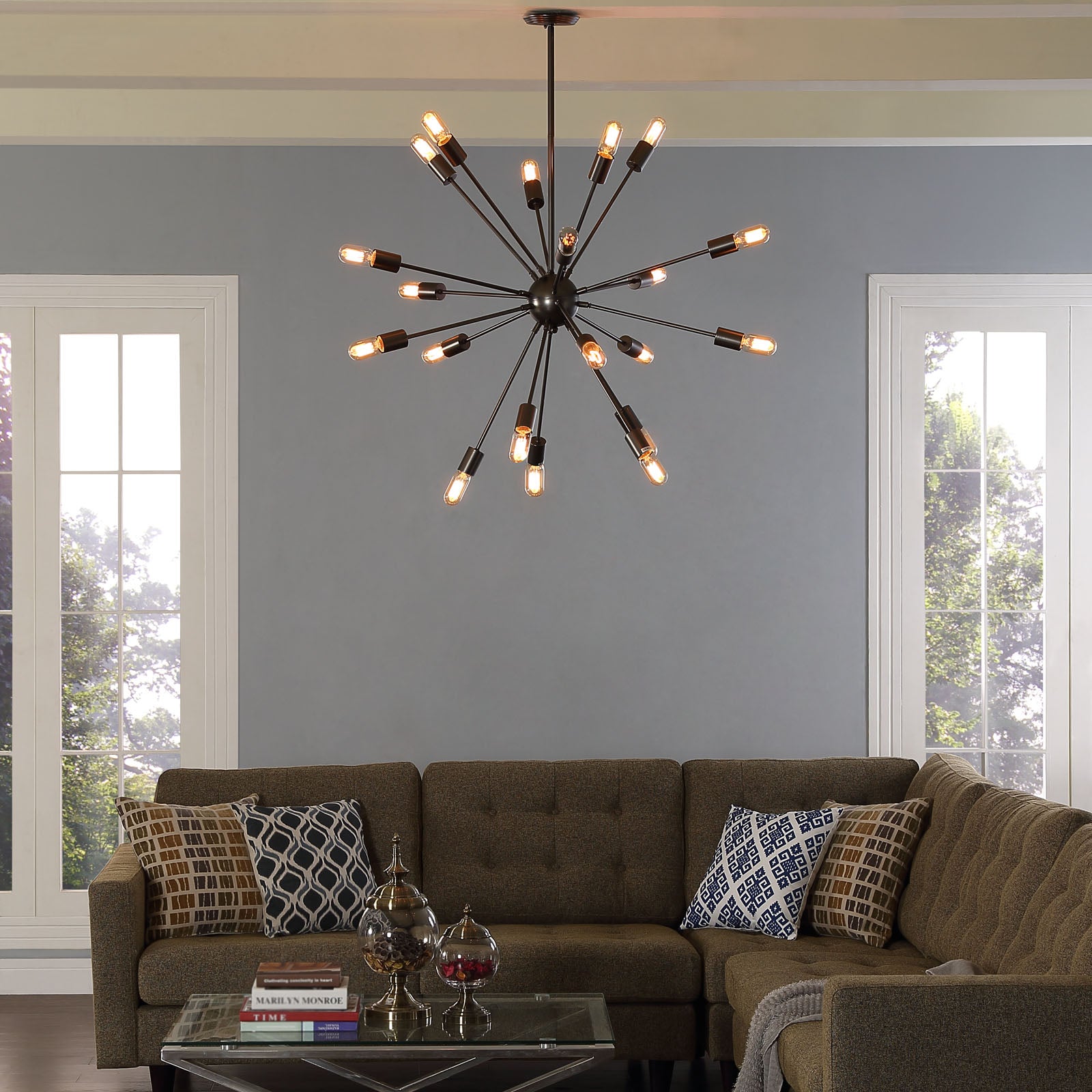 Beam Stainless Steel Chandelier-Ceiling Lamp-Modway-Wall2Wall Furnishings