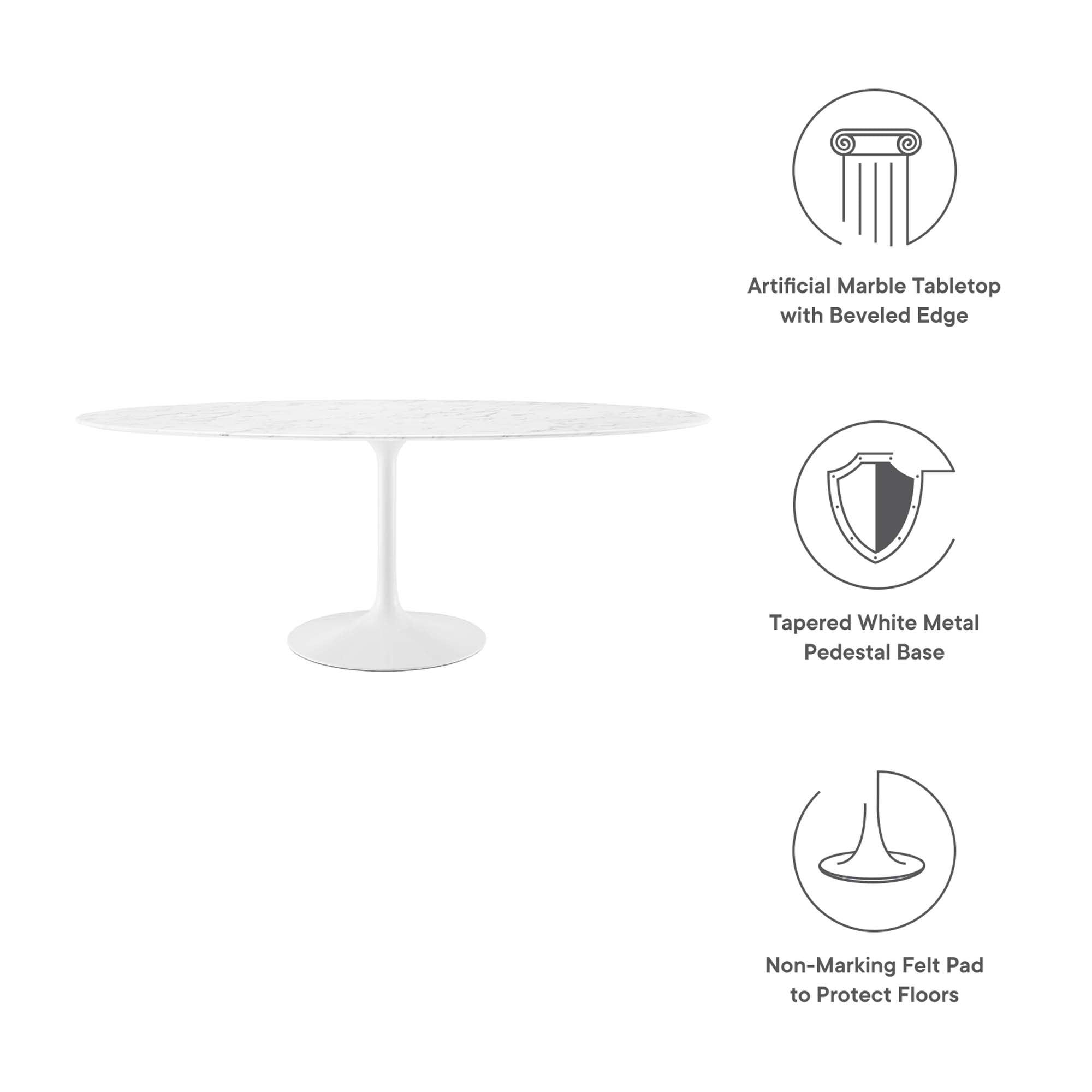 Lippa 78" Oval Faux Marble Dining Table