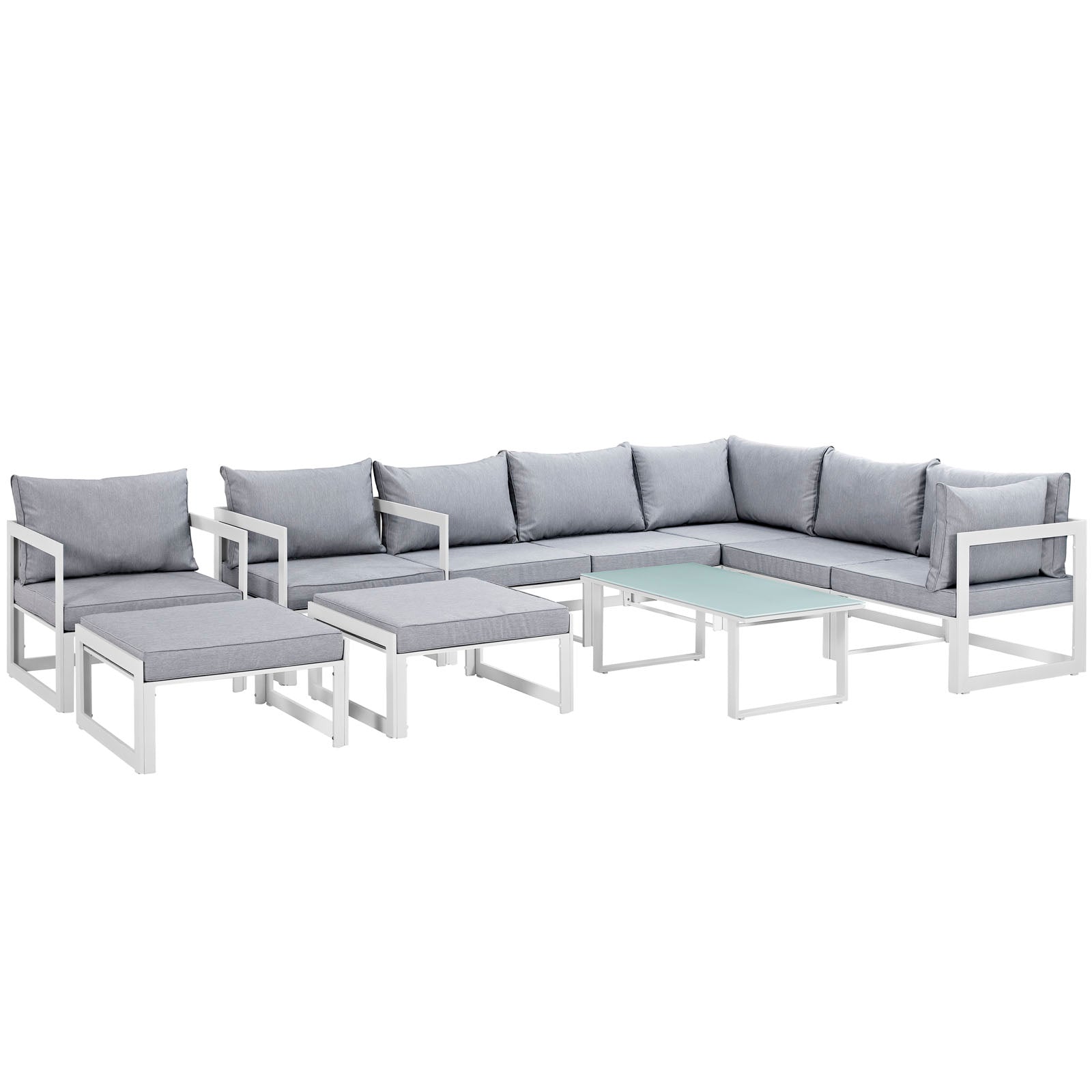 Fortuna 10 Piece Outdoor Patio Sectional Sofa Set-Outdoor Set-Modway-Wall2Wall Furnishings