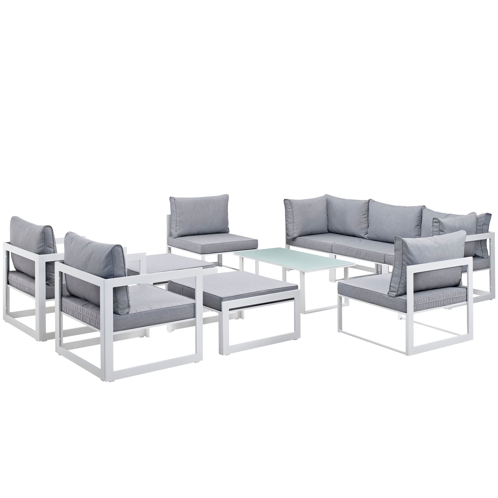 Fortuna 10 Piece Outdoor Patio Sectional Sofa Set-Outdoor Set-Modway-Wall2Wall Furnishings