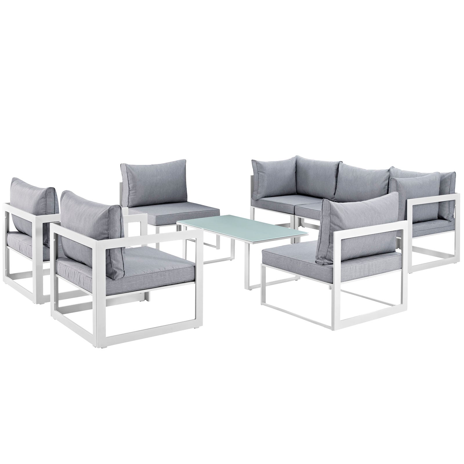 Fortuna 8 Piece Outdoor Patio Sectional Sofa Set-Outdoor Set-Modway-Wall2Wall Furnishings