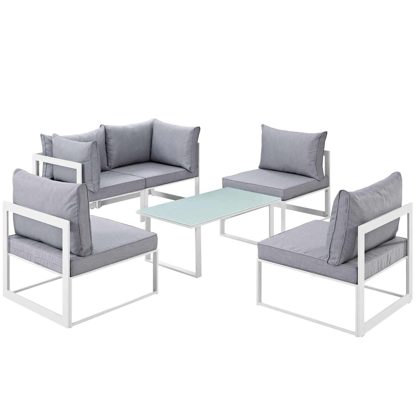 Fortuna 6 Piece Outdoor Patio Sectional Sofa Set-Outdoor Set-Modway-Wall2Wall Furnishings