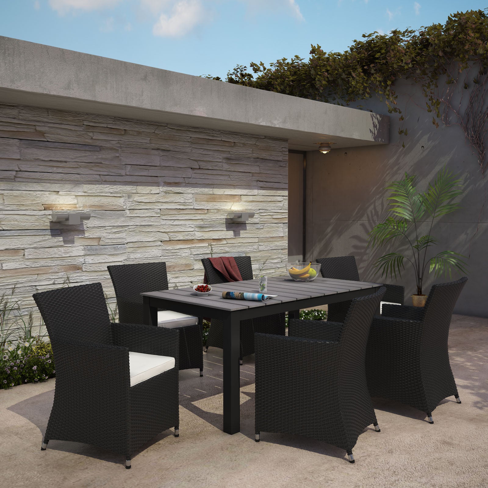 Junction 7 Piece Outdoor Patio Dining Set-Outdoor Dining Set-Modway-Wall2Wall Furnishings