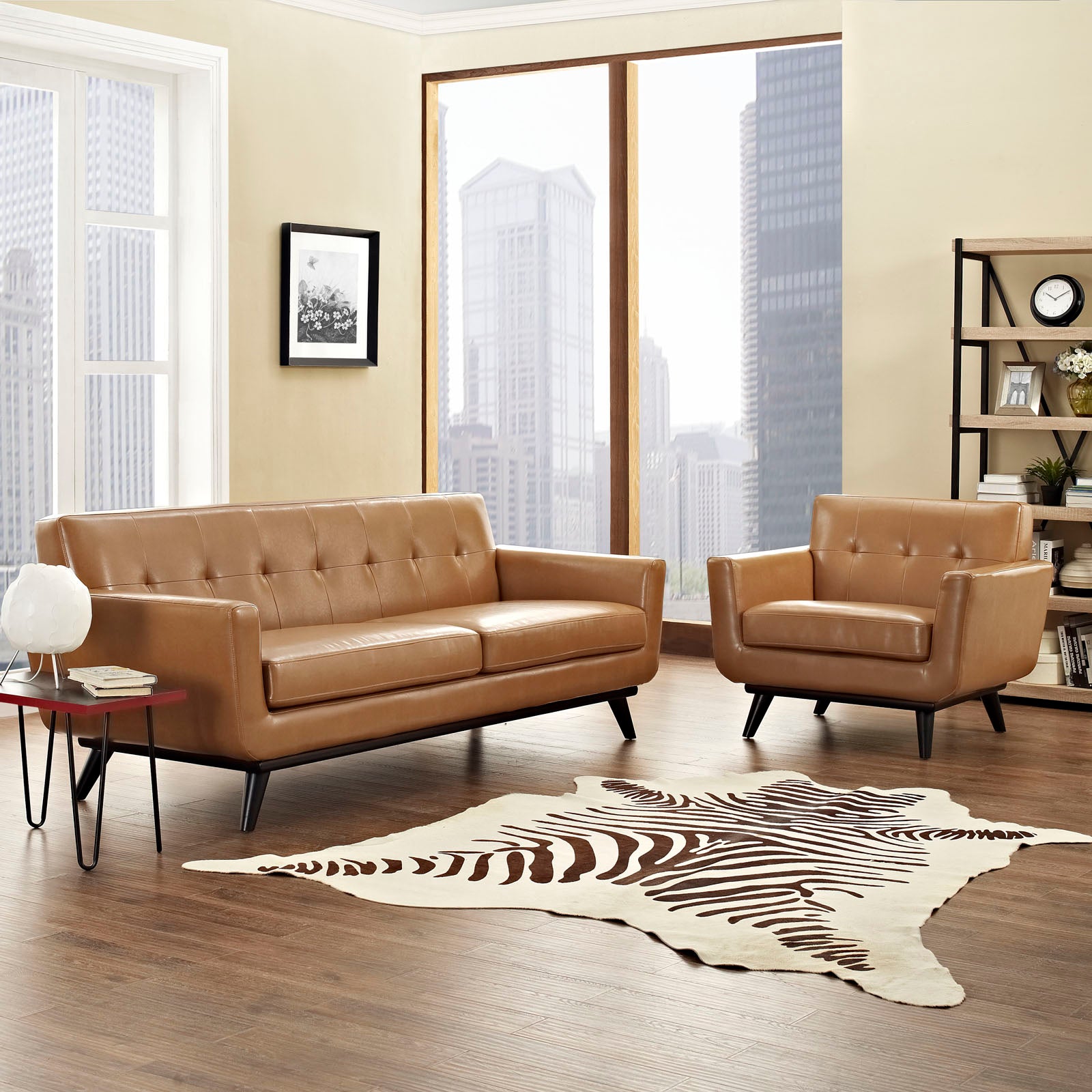 Engage 2 Piece Leather Living Room Set-Sofa Set-Modway-Wall2Wall Furnishings