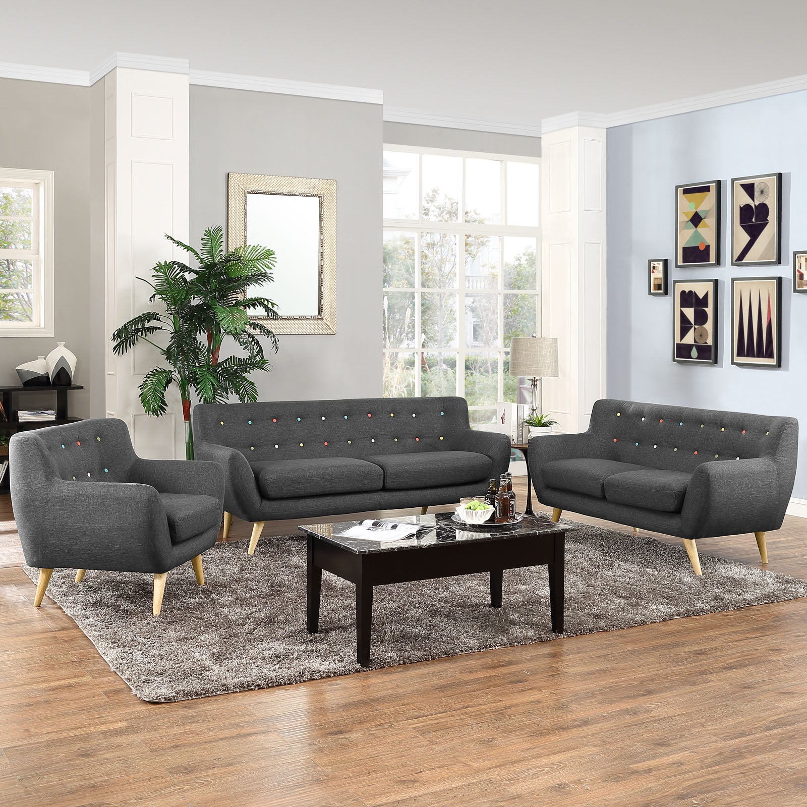 Remark 3 Piece Living Room Set-Sofa Set-Modway-Wall2Wall Furnishings