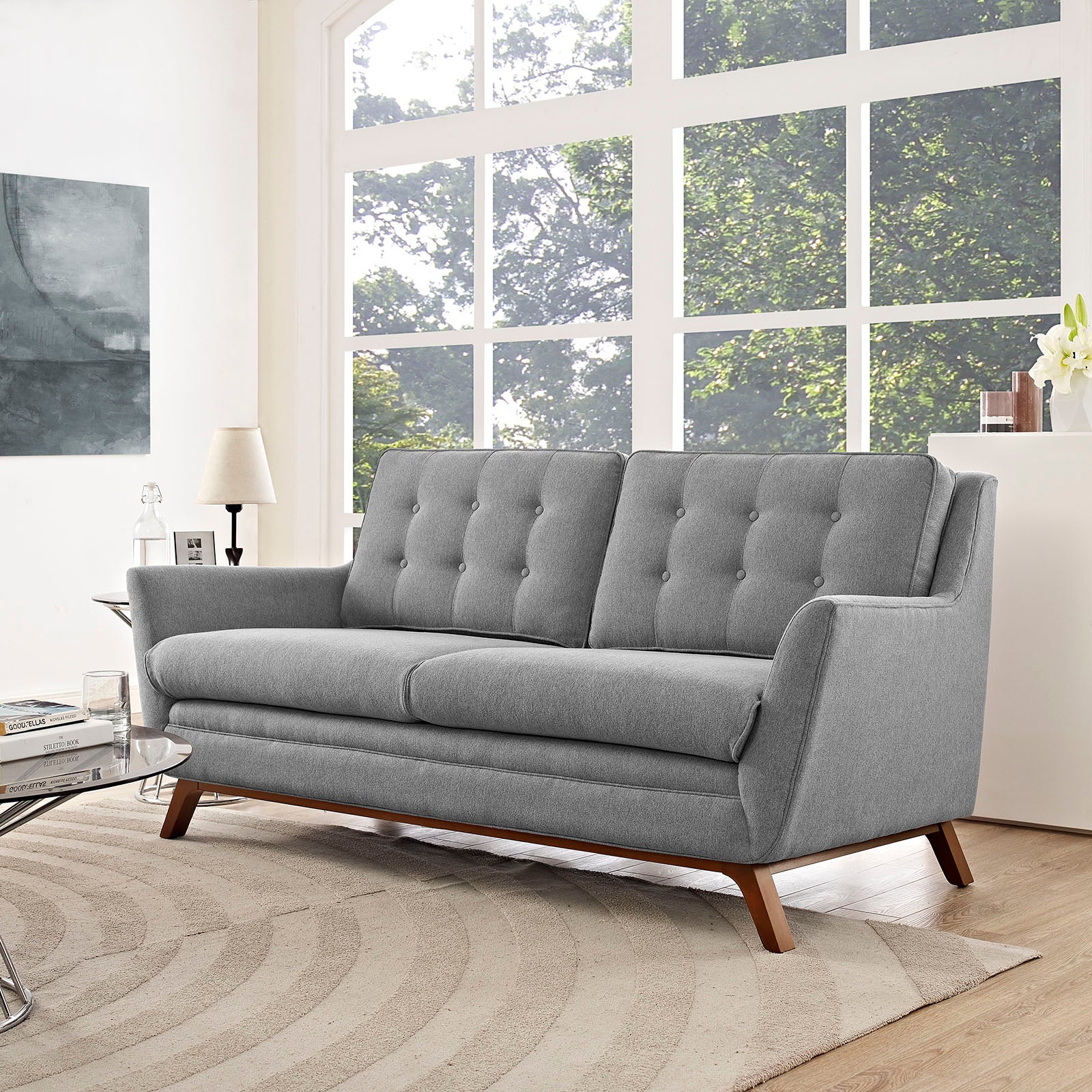 Beguile Upholstered Fabric Loveseat-Loveseat-Modway-Wall2Wall Furnishings