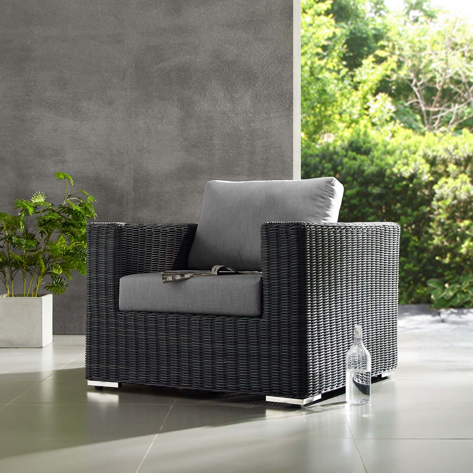 Summon Outdoor Patio Fabric Sunbrella® Armchair-Outdoor Arm Chair-Modway-Wall2Wall Furnishings