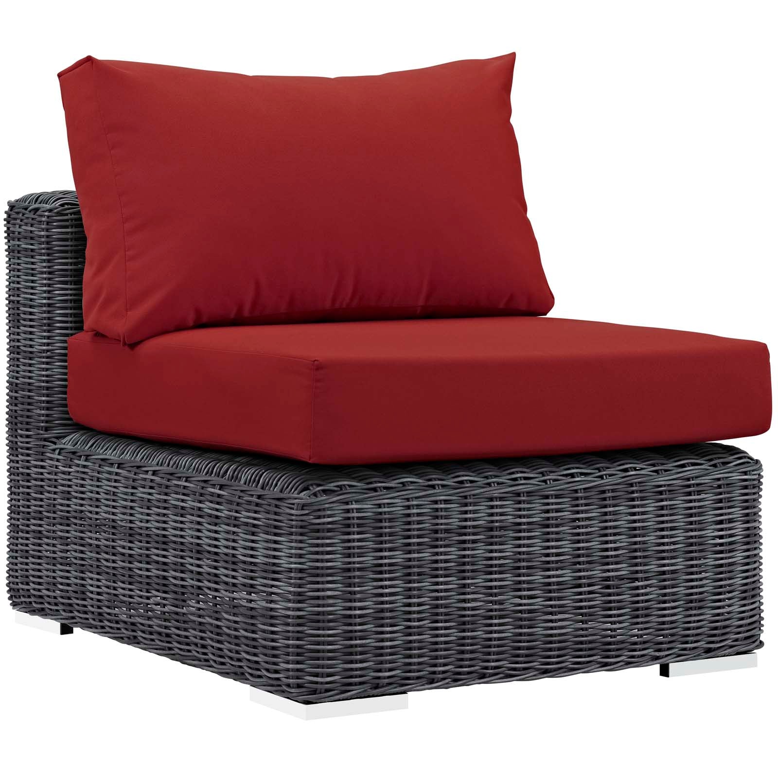 Summon Outdoor Patio Sunbrella® Armless-Outdoor Chair-Modway-Wall2Wall Furnishings