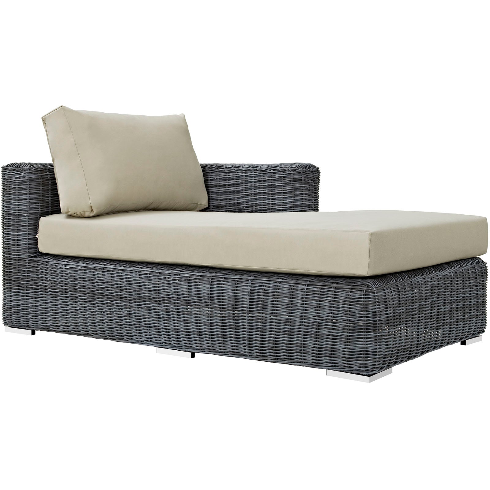 Summon Outdoor Patio Sunbrella® Right Arm Chaise-Outdoor Chaise-Modway-Wall2Wall Furnishings