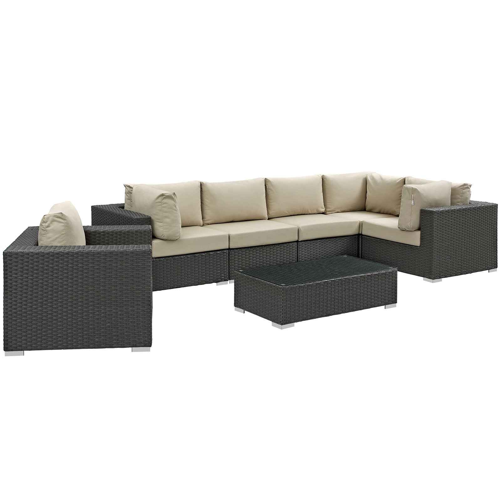 Sojourn 7 Piece Outdoor Patio Sunbrella® Sectional Set-Outdoor Set-Modway-Wall2Wall Furnishings