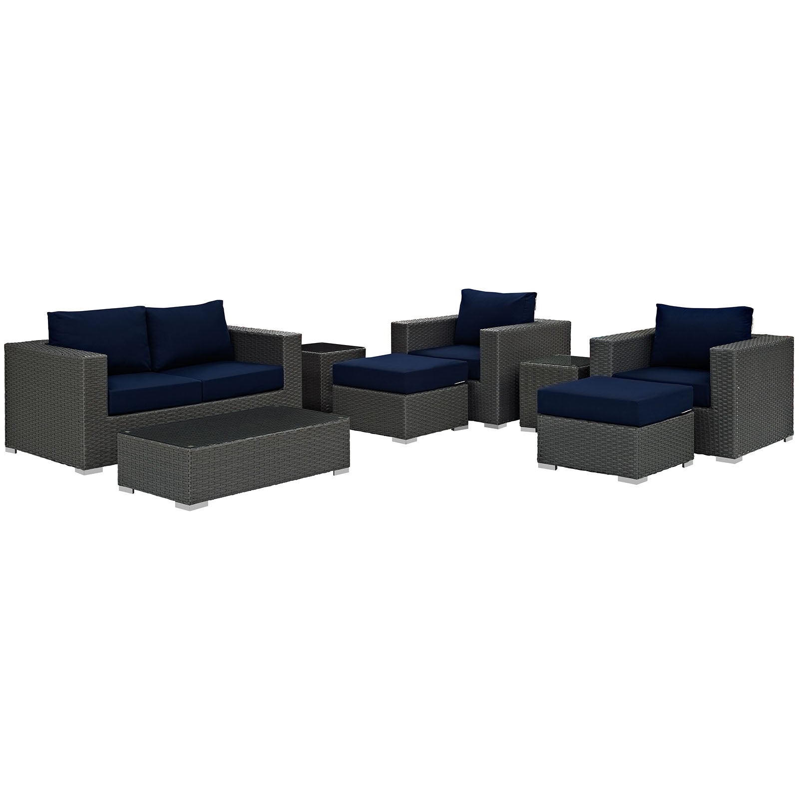 Sojourn 8 Piece Outdoor Patio Sunbrella® Sectional Set-Outdoor Set-Modway-Wall2Wall Furnishings