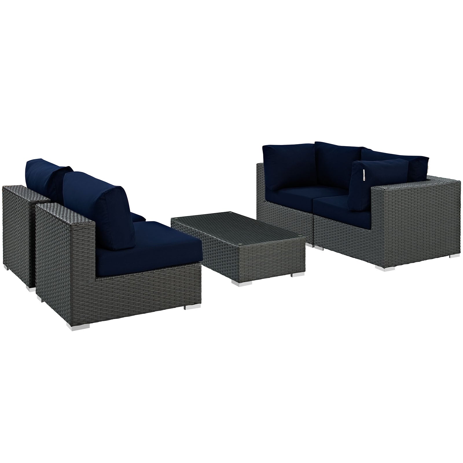 Sojourn 5 Piece Outdoor Patio Sunbrella® Sectional Set-Outdoor Set-Modway-Wall2Wall Furnishings
