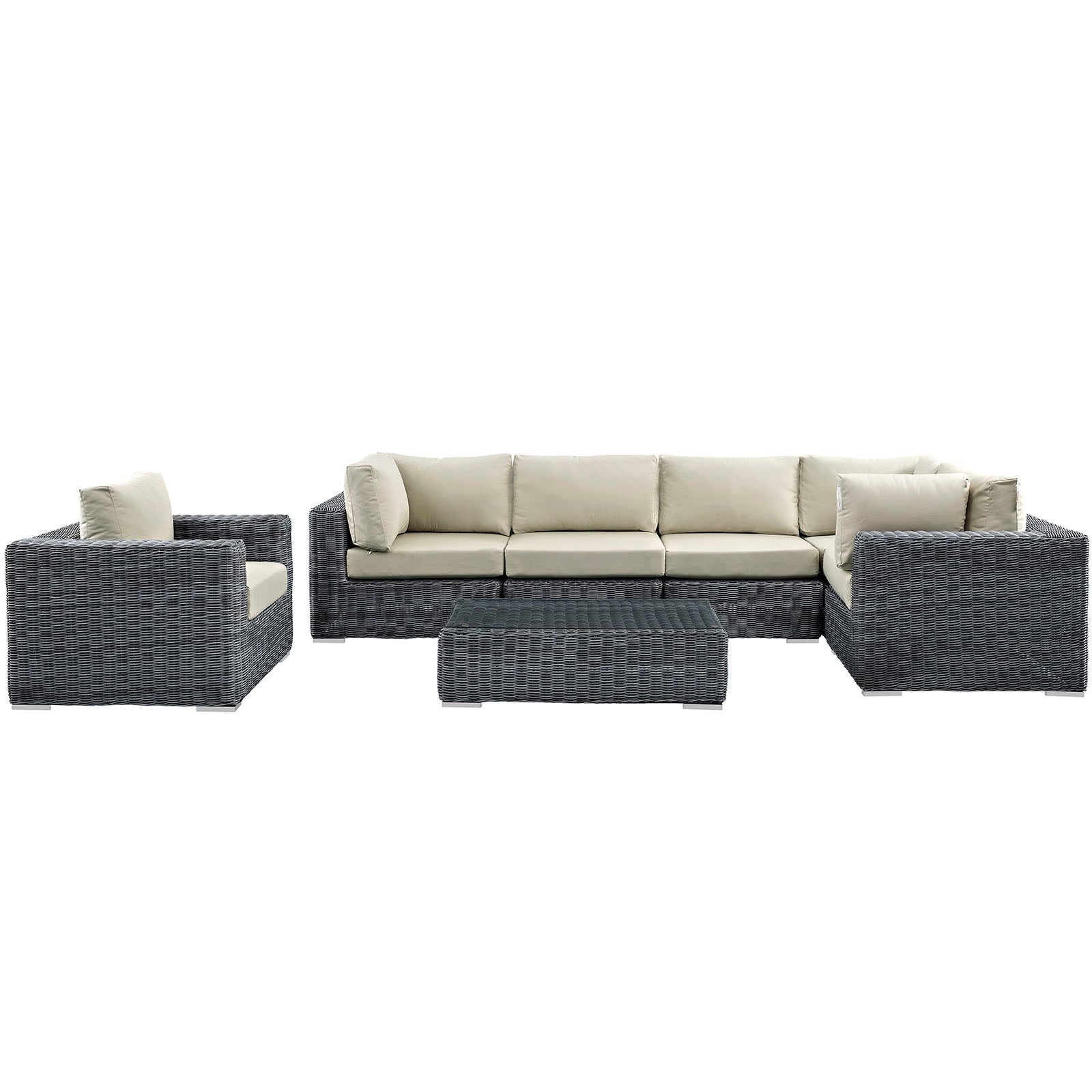 Summon 7 Piece Outdoor Patio Sunbrella® Sectional Set-Outdoor Sectional-Modway-Wall2Wall Furnishings