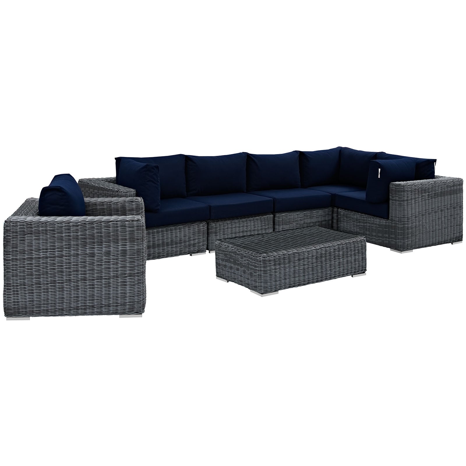 Summon 7 Piece Outdoor Patio Sunbrella® Sectional Set-Outdoor Sectional-Modway-Wall2Wall Furnishings