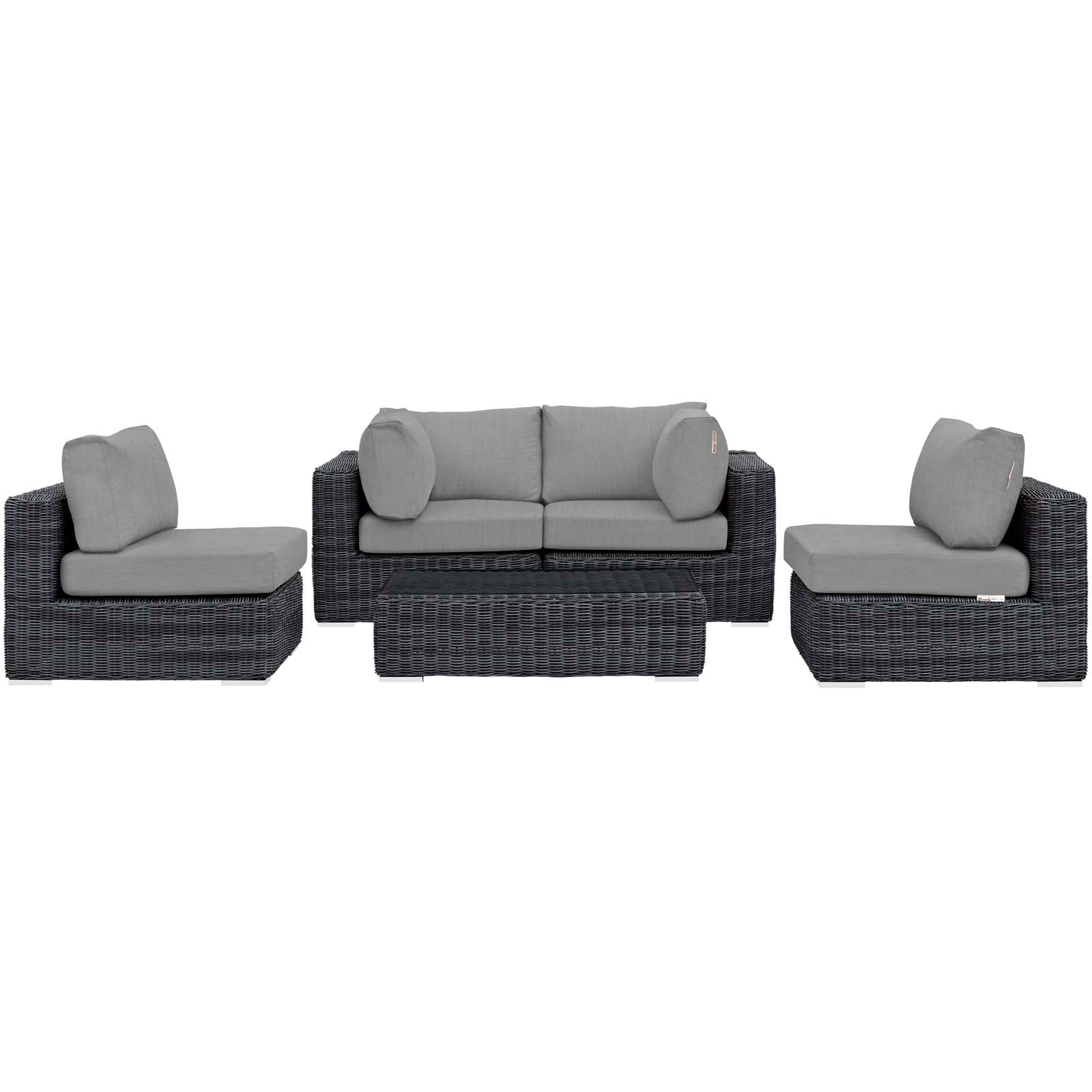 Summon 5 Piece Outdoor Patio Sunbrella® Sectional Set-Outdoor Sectional-Modway-Wall2Wall Furnishings