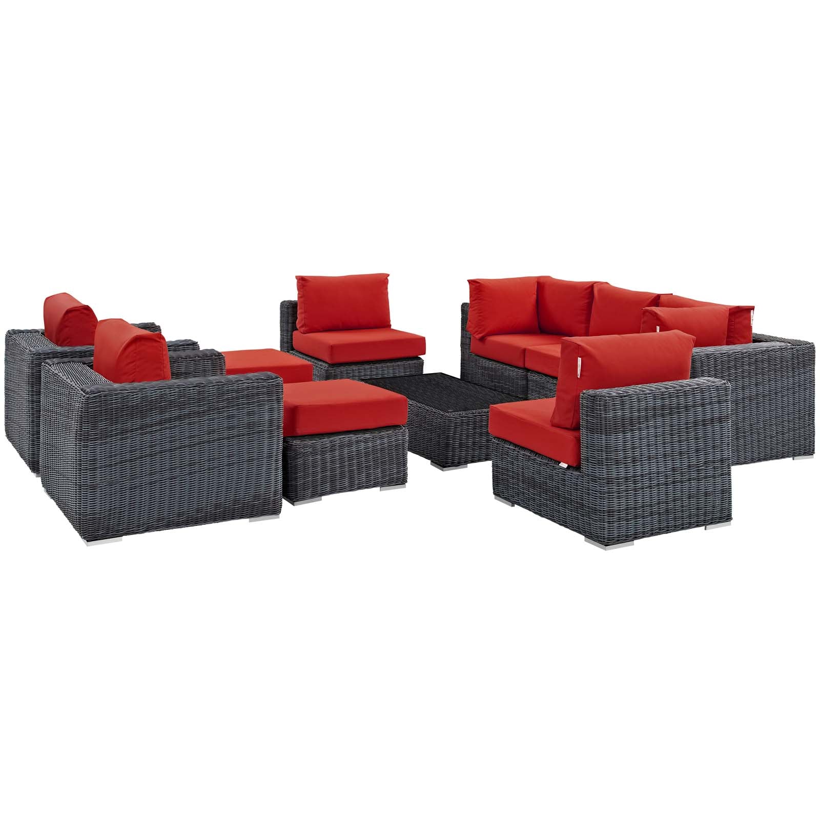 Summon 10 Piece Outdoor Patio Sunbrella® Sectional Set-Outdoor Sectional-Modway-Wall2Wall Furnishings
