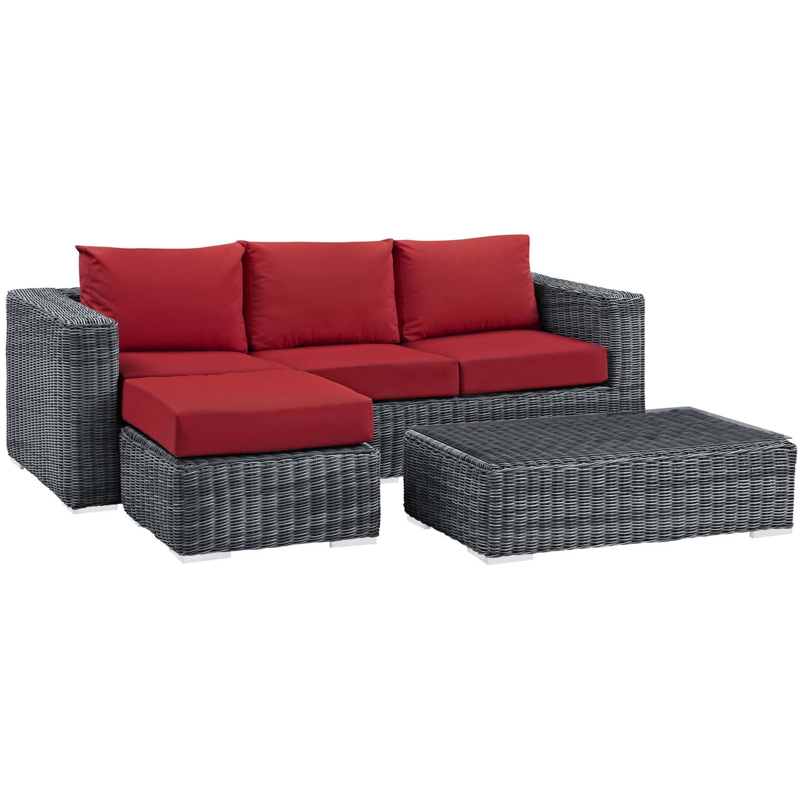 Summon 3 Piece Outdoor Patio Sunbrella® Sectional Set-Outdoor Sectional-Modway-Wall2Wall Furnishings